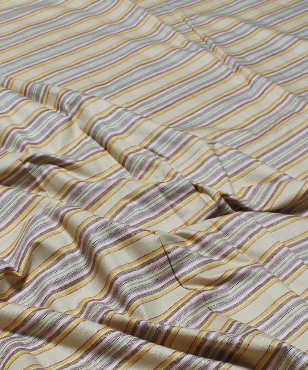 0.9m Brown handwoven cotton stripe fabric