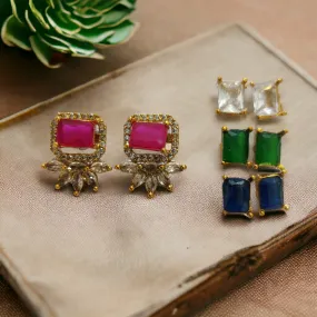 4 Color Changeable Matte Square Studs