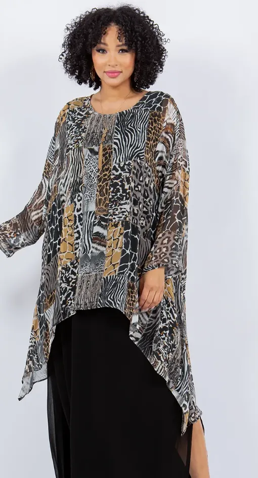 $40 OFF Wild One Mosaic hi-low Tunic Top Boho Hippie Chic Resort Wear Sml-10X SALE!