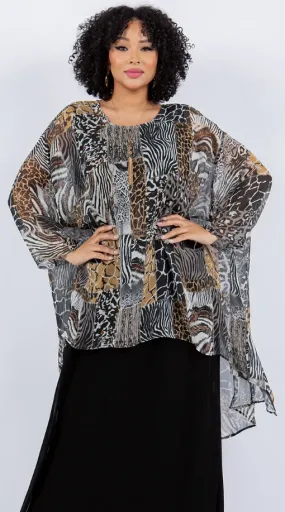 $40 OFF Wild One Mosaic hi-low Tunic Top Boho Hippie Chic Resort Wear Sml-10X SALE!