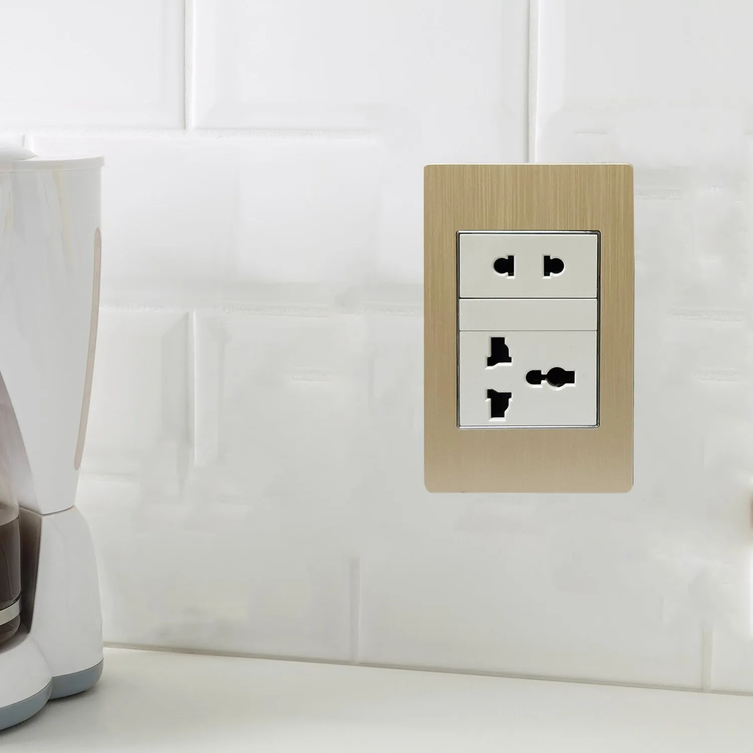 Akari Aircon Outlet/Multipurpose Socket with 1 Gang Universal Outlet - Aluminum (AWA-203)