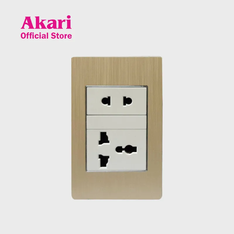 Akari Aircon Outlet/Multipurpose Socket with 1 Gang Universal Outlet - Aluminum (AWA-203)