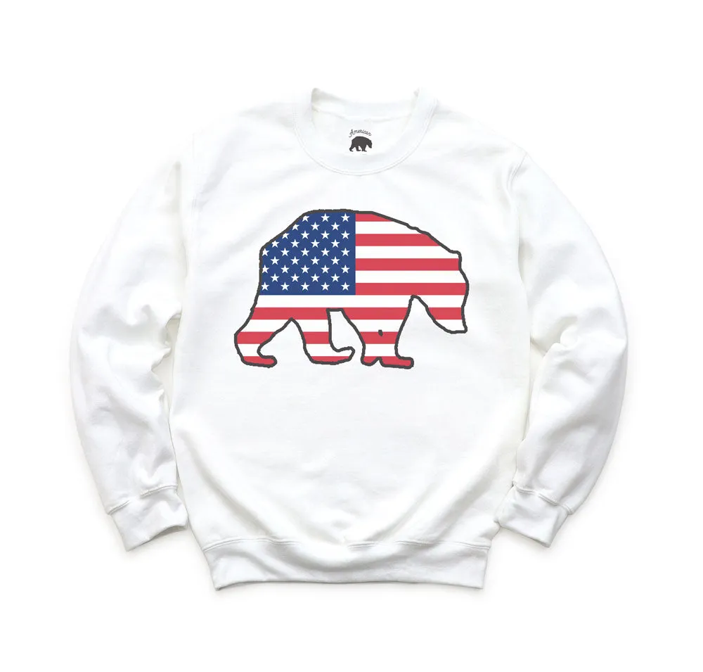 American Flag Bear Adult Sweatshirts