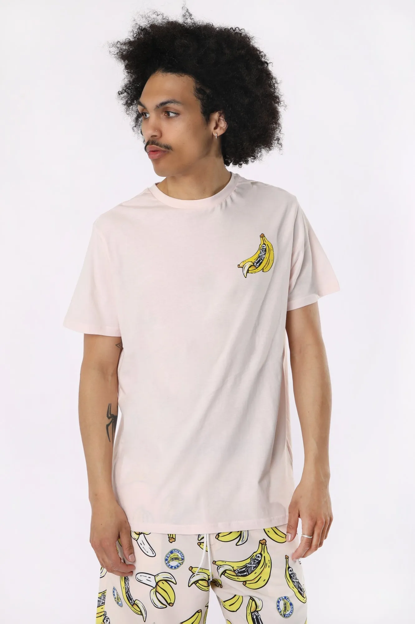 Arsenic Mens Graphic Tees Featuring a Unique Banana Skeleton Design