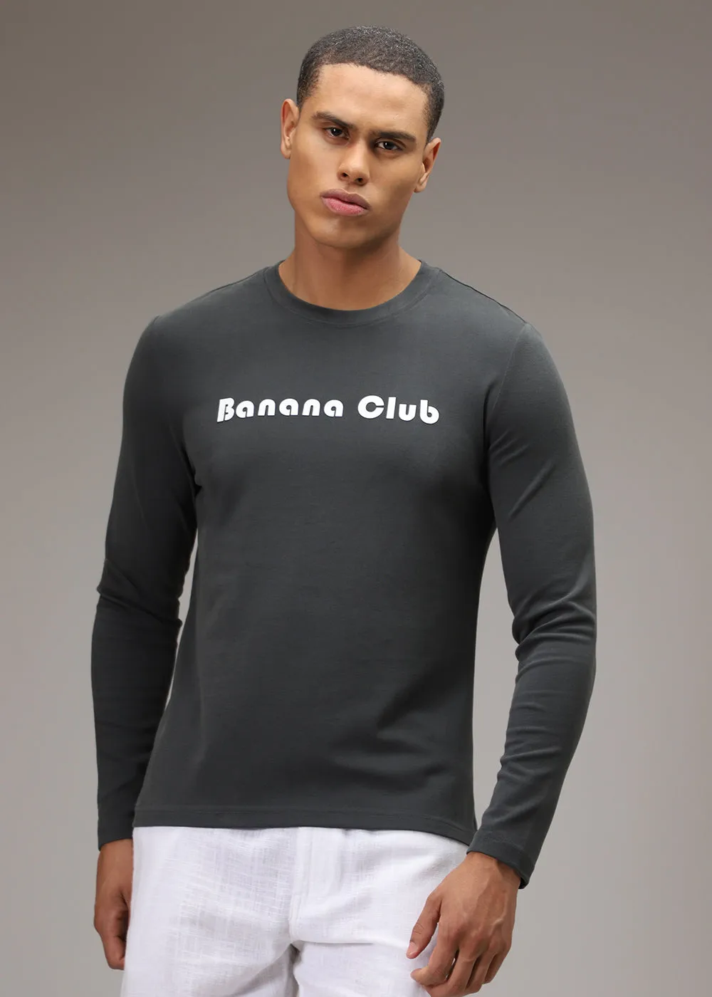 Banana Club Grey Regular Fit T-shirt