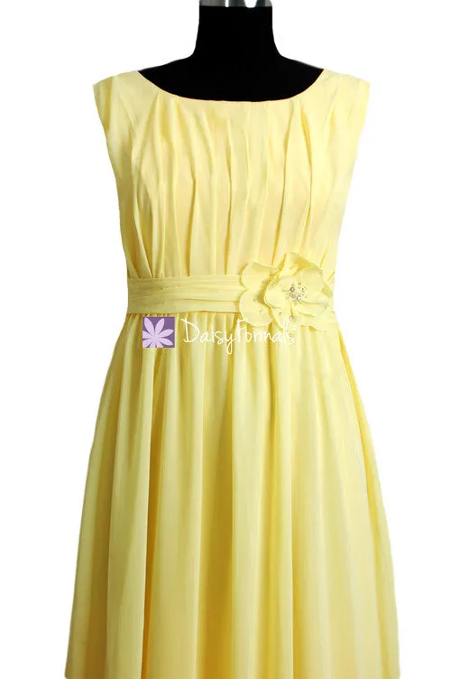 Banana Junior Bridesmaids Dress Long Banana Yellow Modest Junior Bridesmaid Dress (FL628)