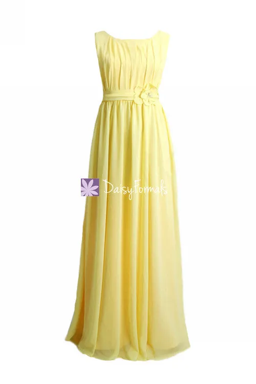 Banana Junior Bridesmaids Dress Long Banana Yellow Modest Junior Bridesmaid Dress (FL628)