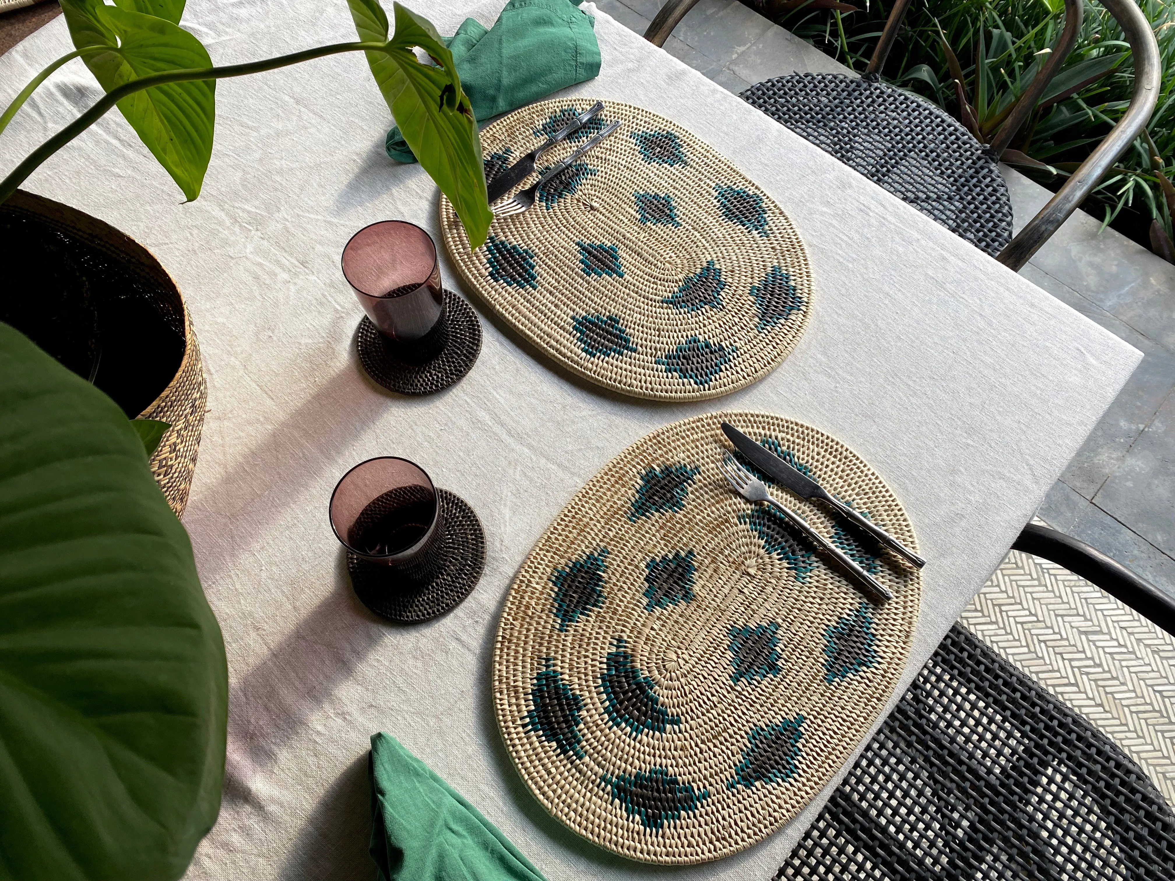 Banana Palm Placemats - Leopard Green - Set of 6