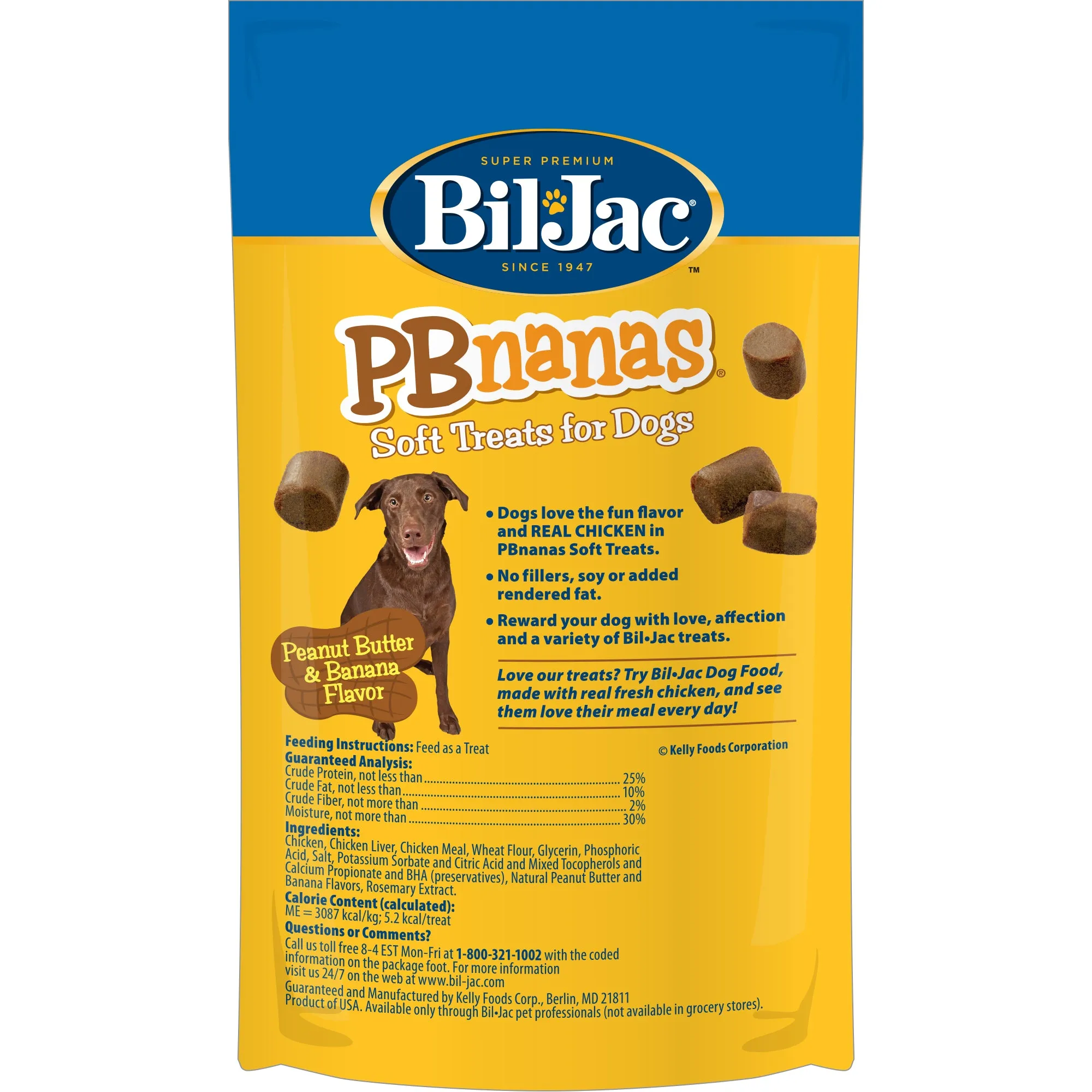 Bil-Jac 4 oz PBnanas Dry Dog Treat