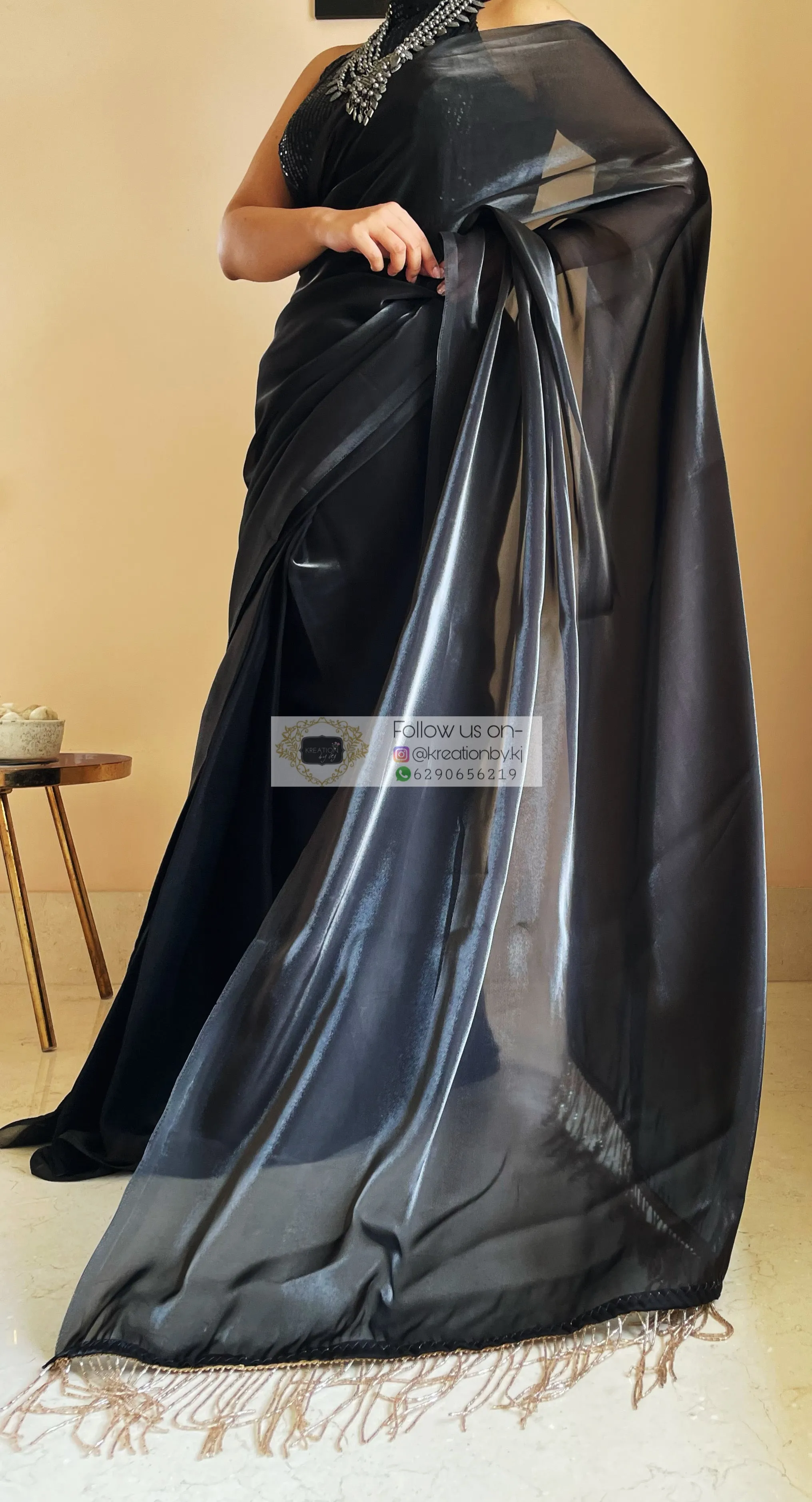 Black Romance Glass Organza Saree