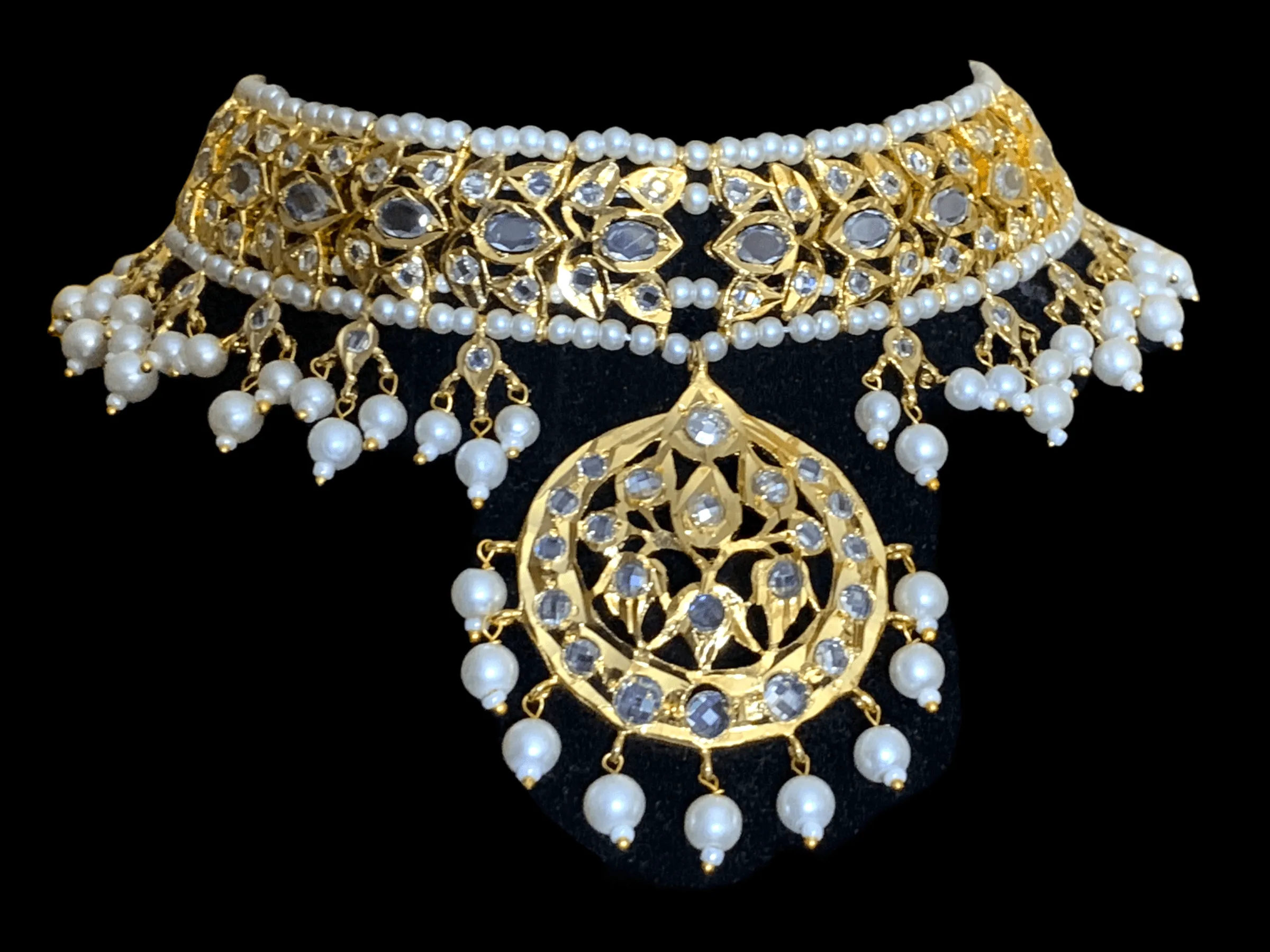 BR89 Neema bridal Hyderabadi set in pearls(SHIPS IN 4 WEEKS )