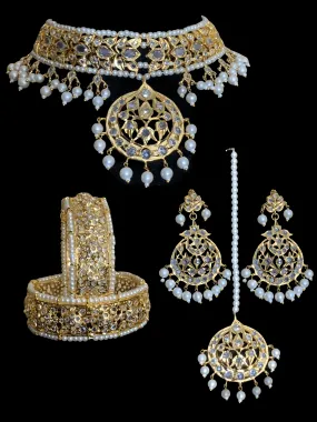 BR89 Neema bridal Hyderabadi set in pearls(SHIPS IN 4 WEEKS )