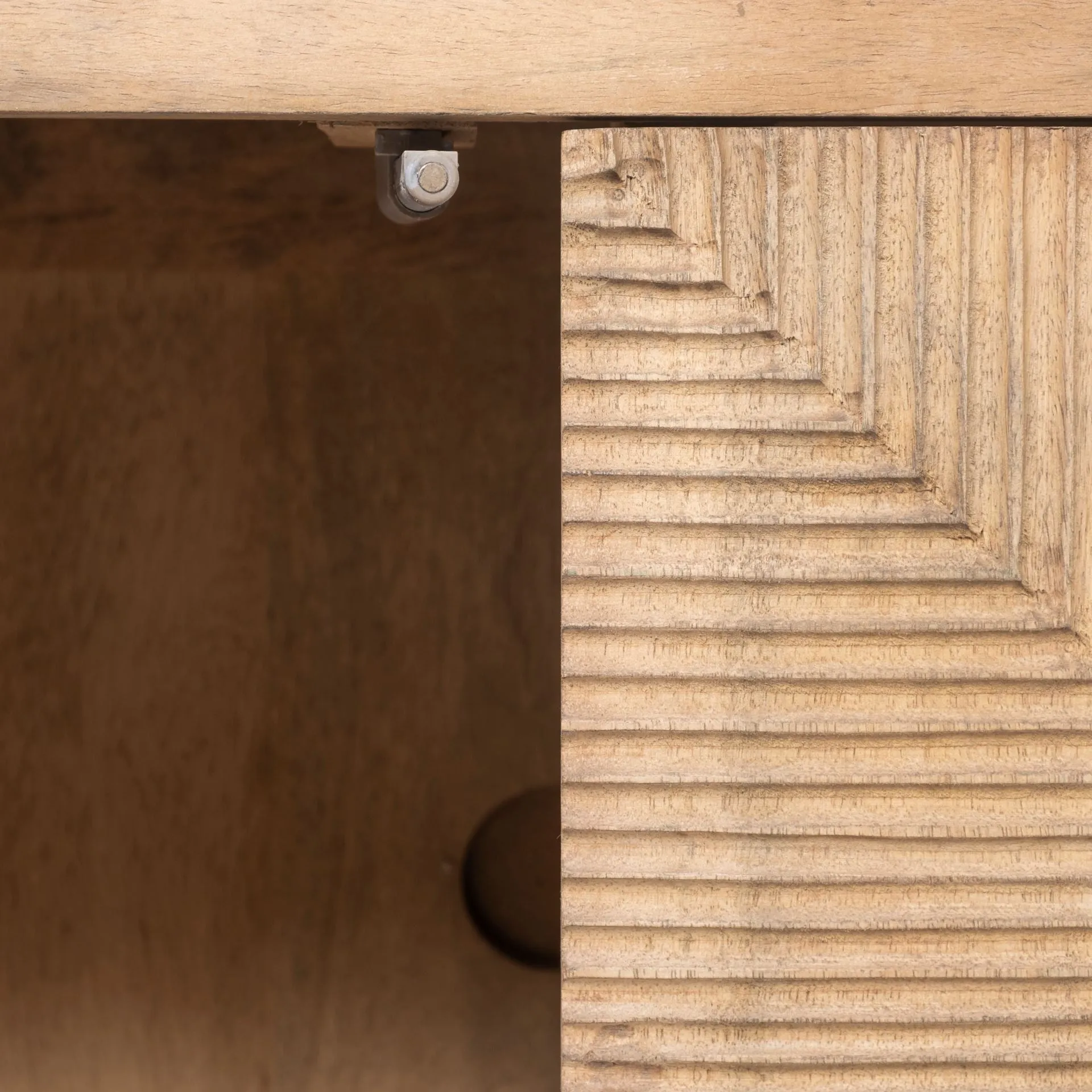 Brown Solid Mango Wood Finish Sideboard With 4 Cabinet Doors