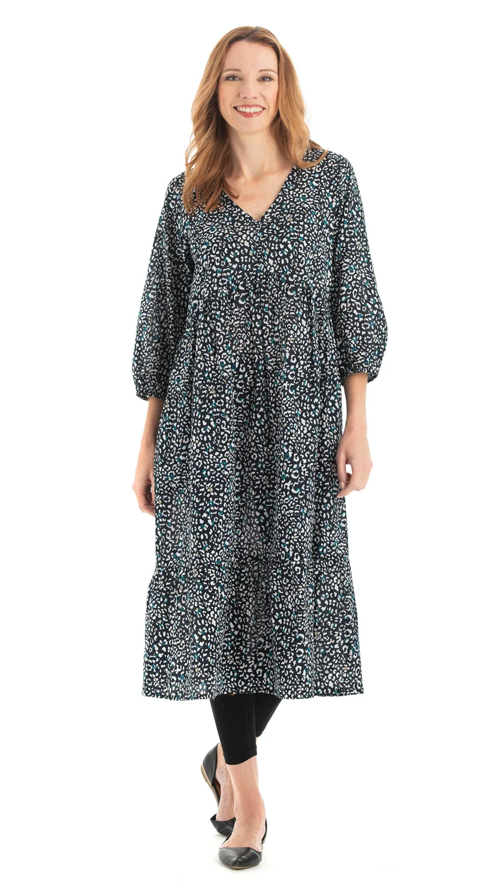 Celeste Dress - black leopard - cotton