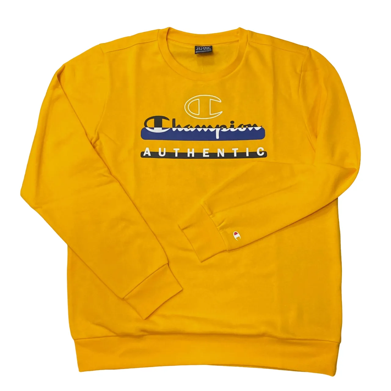 Champion light cotton crewneck sweatshirt with logo on the chest Legacy 306513 YS058 yellow