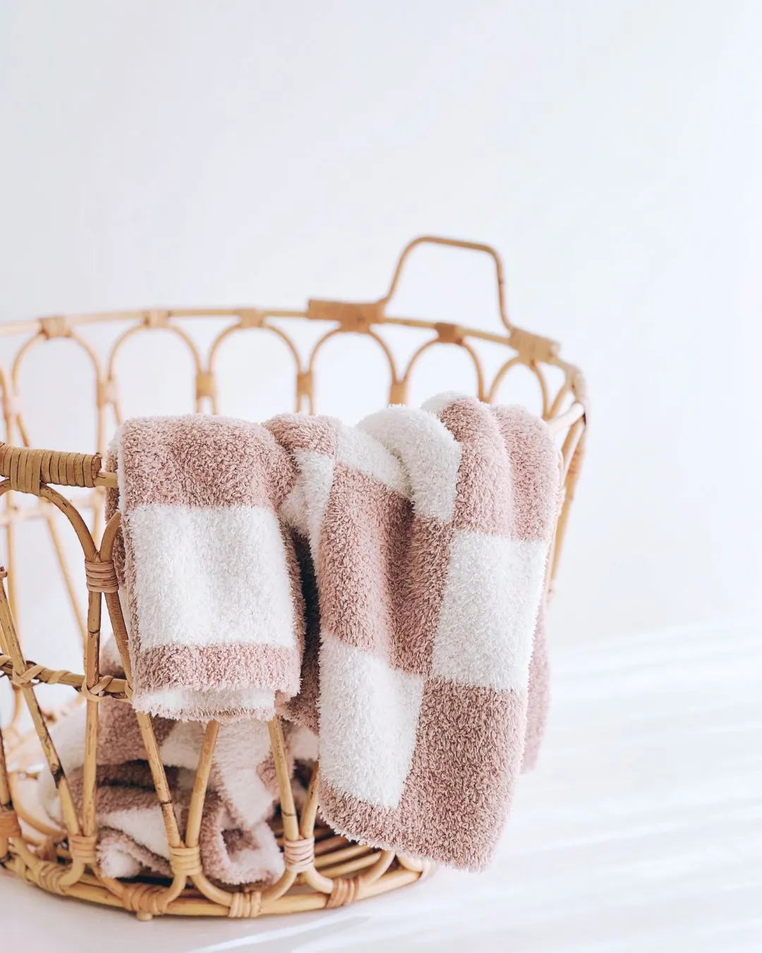 Checkered Plush Blanket | Latte