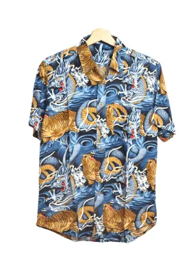 Chemise hawaienne bleue imprimé tigres