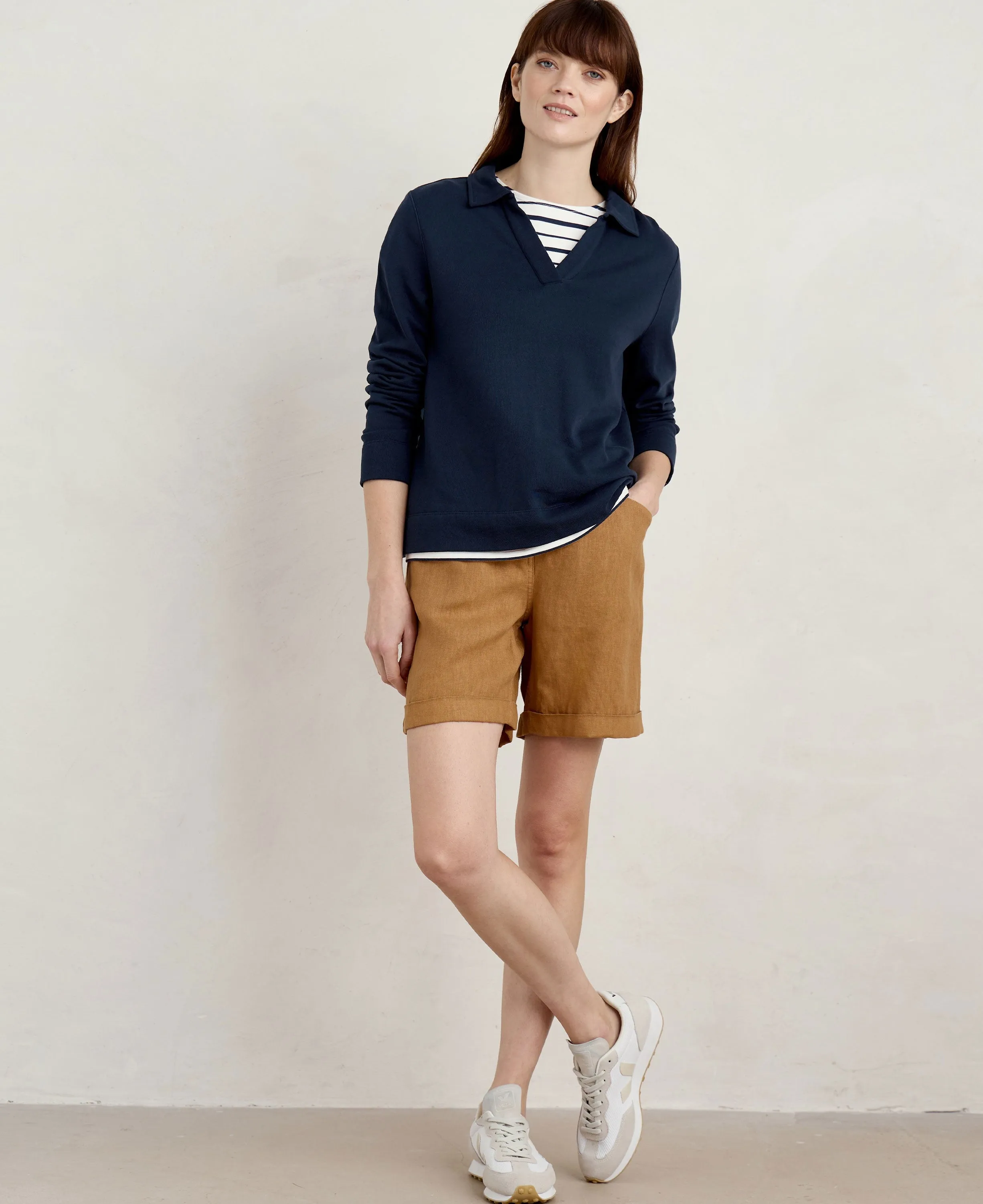 Clear Wing V-Neck Collared Sweatshirt - Maritime