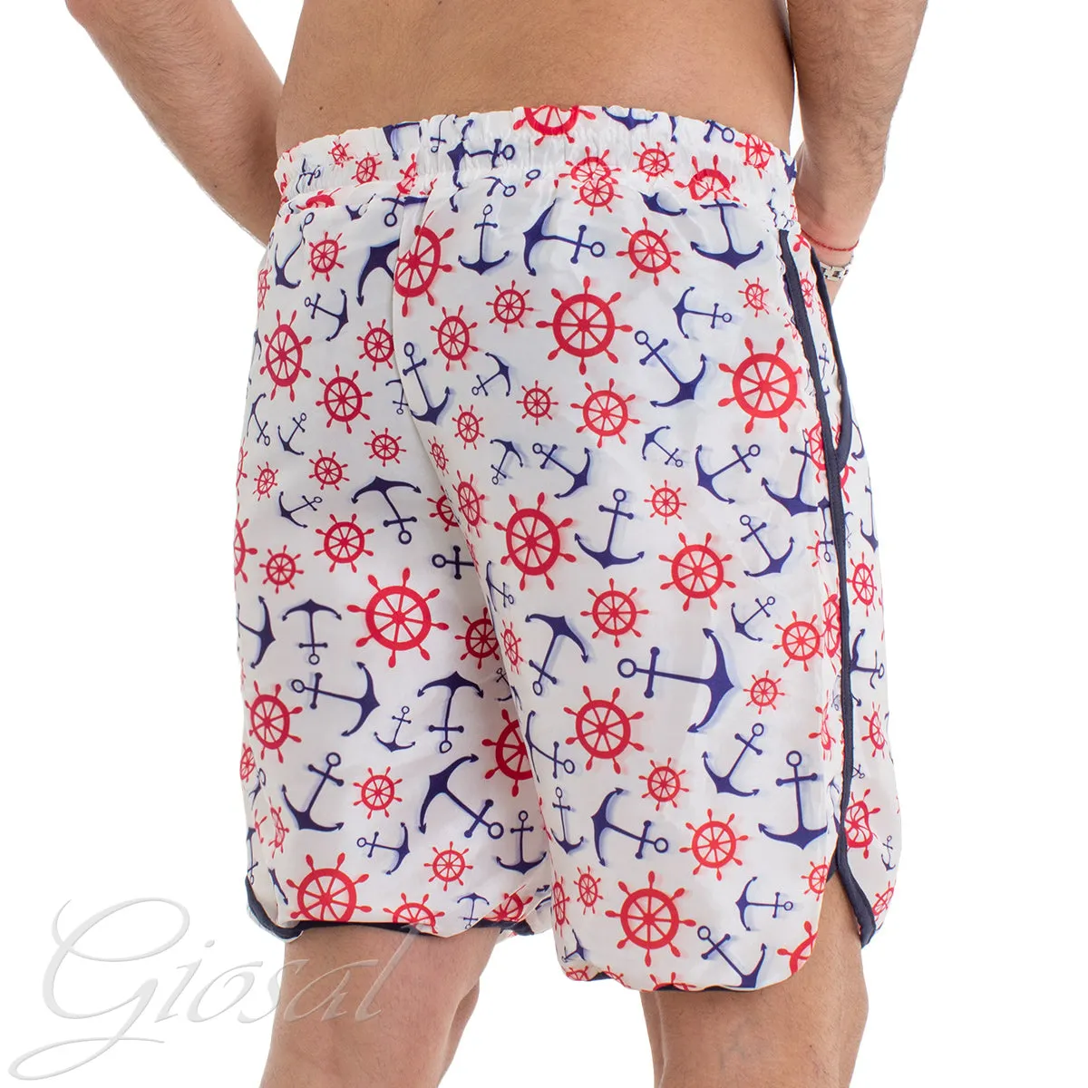 Costume Da Bagno Summer Boxer Mare Stampa Ancora GIOSAL-SU1055A