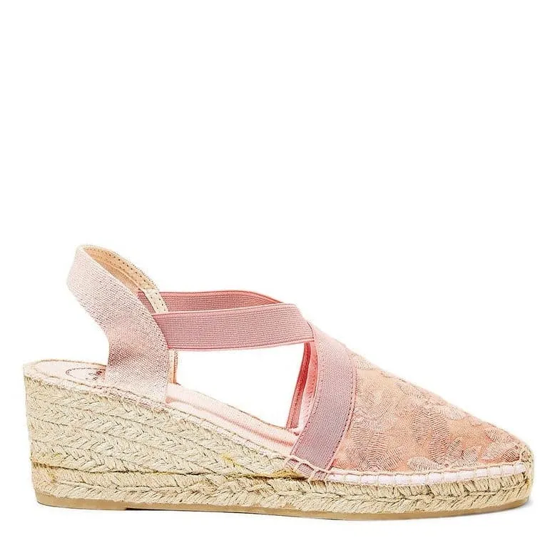 Embroidered Cotton Blend Wedge Espadrille for Women - Terra-F