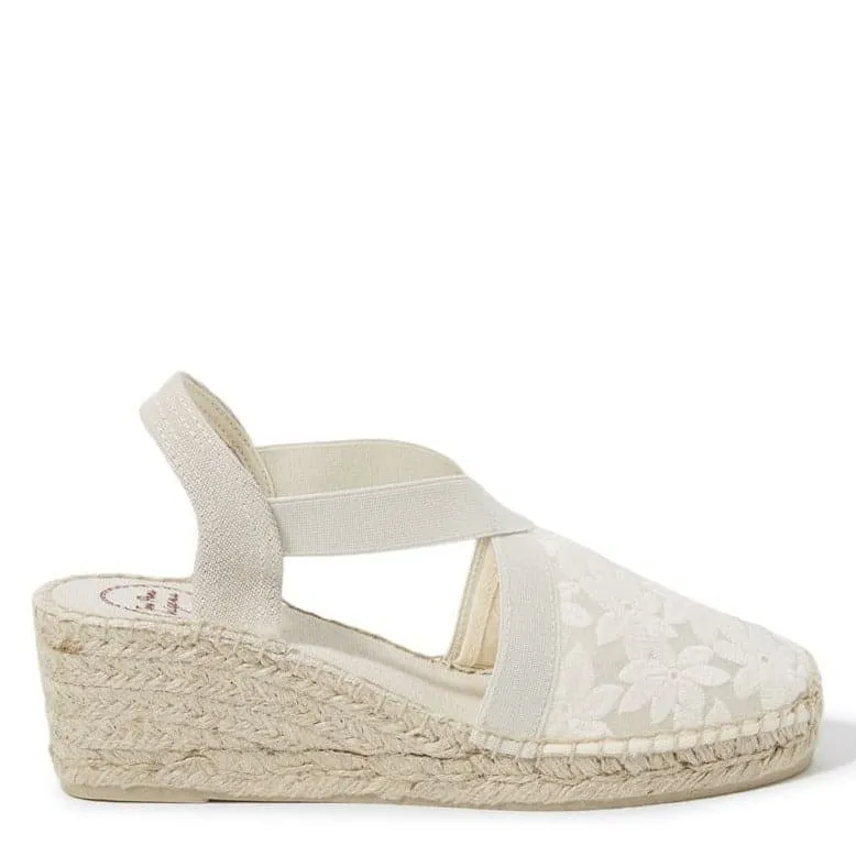 Embroidered Cotton Blend Wedge Espadrille for Women - Terra-F