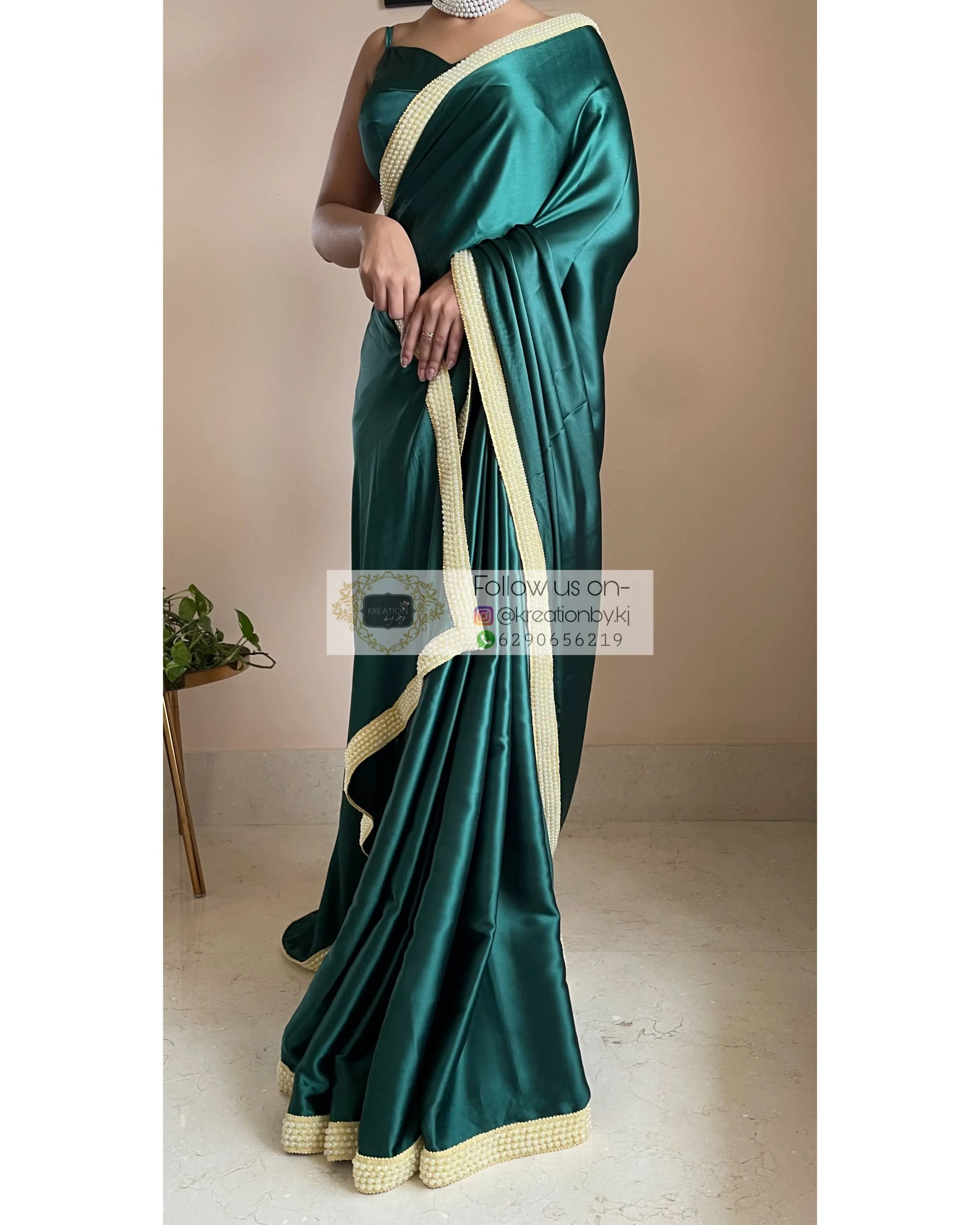 Emerald Green Mother Of Pearl Saree