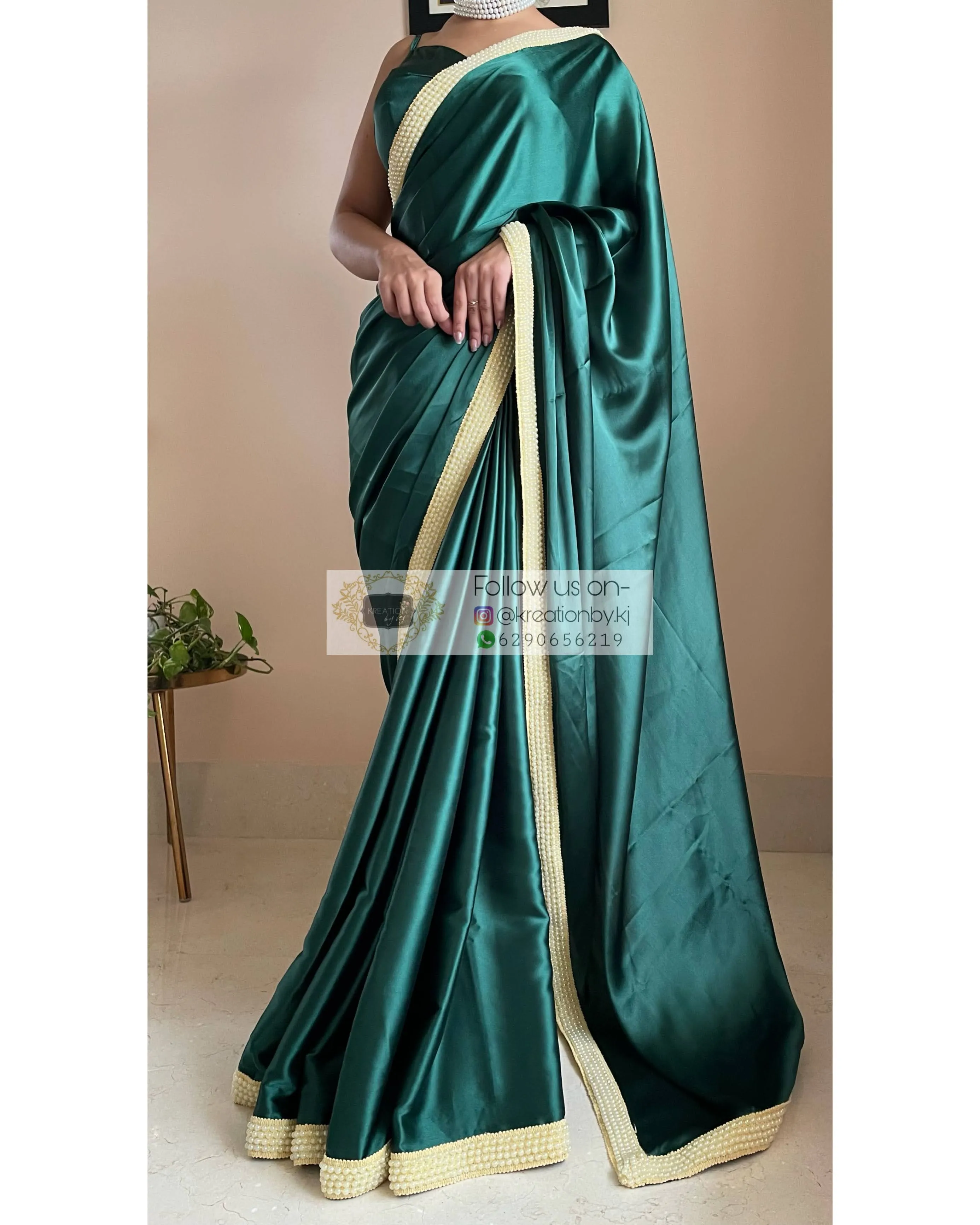 Emerald Green Mother Of Pearl Saree