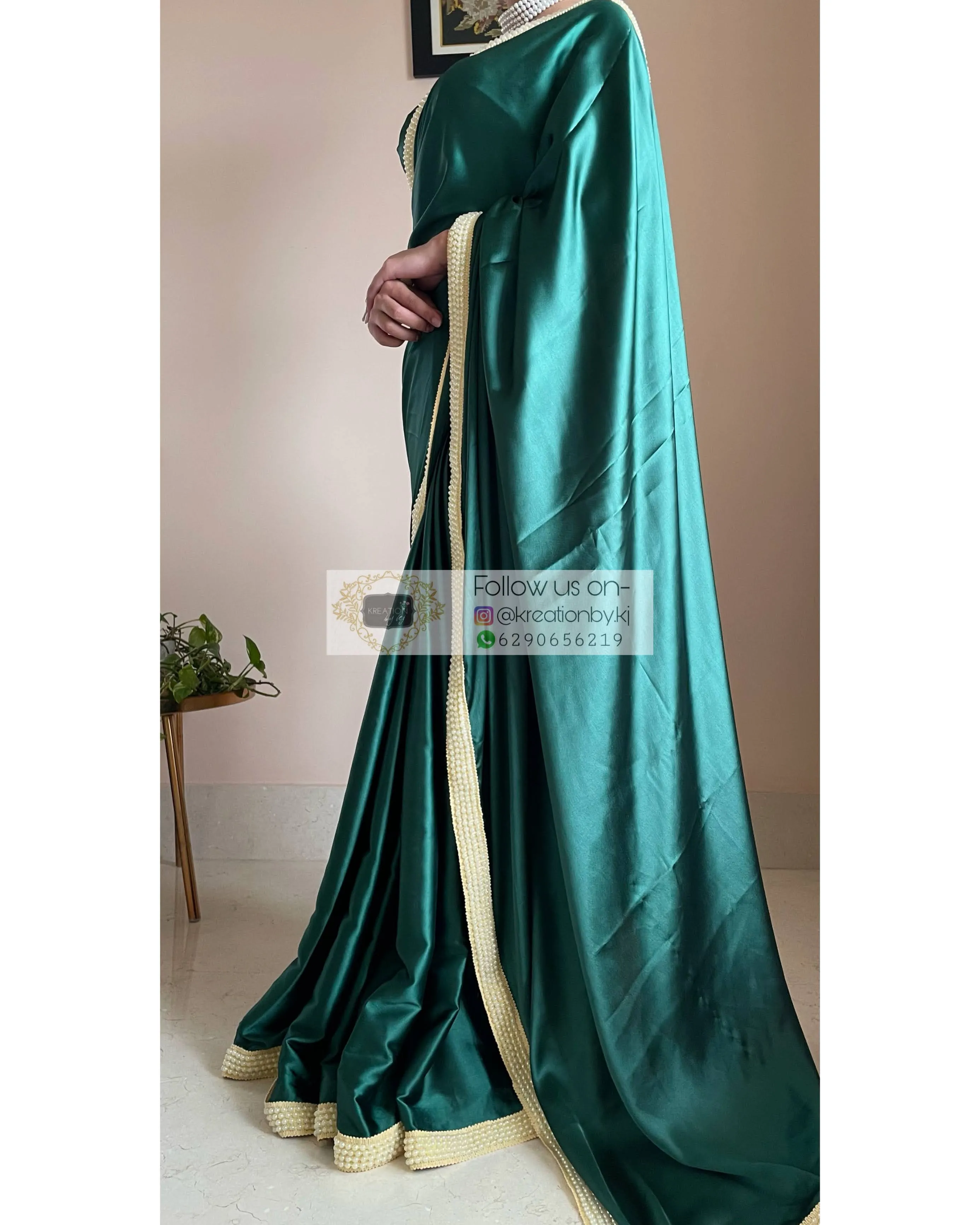 Emerald Green Mother Of Pearl Saree