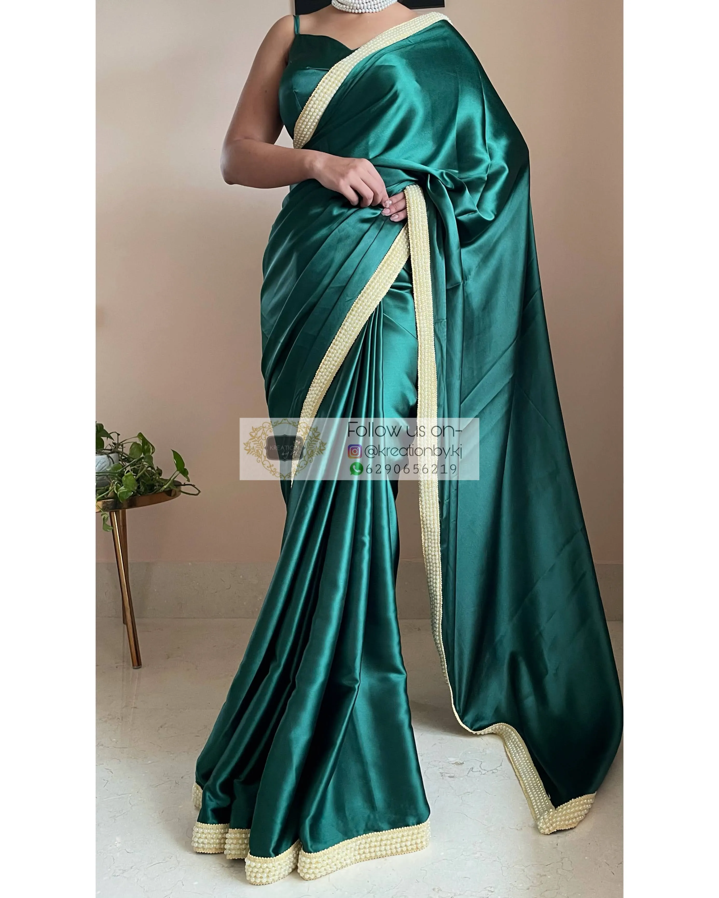 Emerald Green Mother Of Pearl Saree