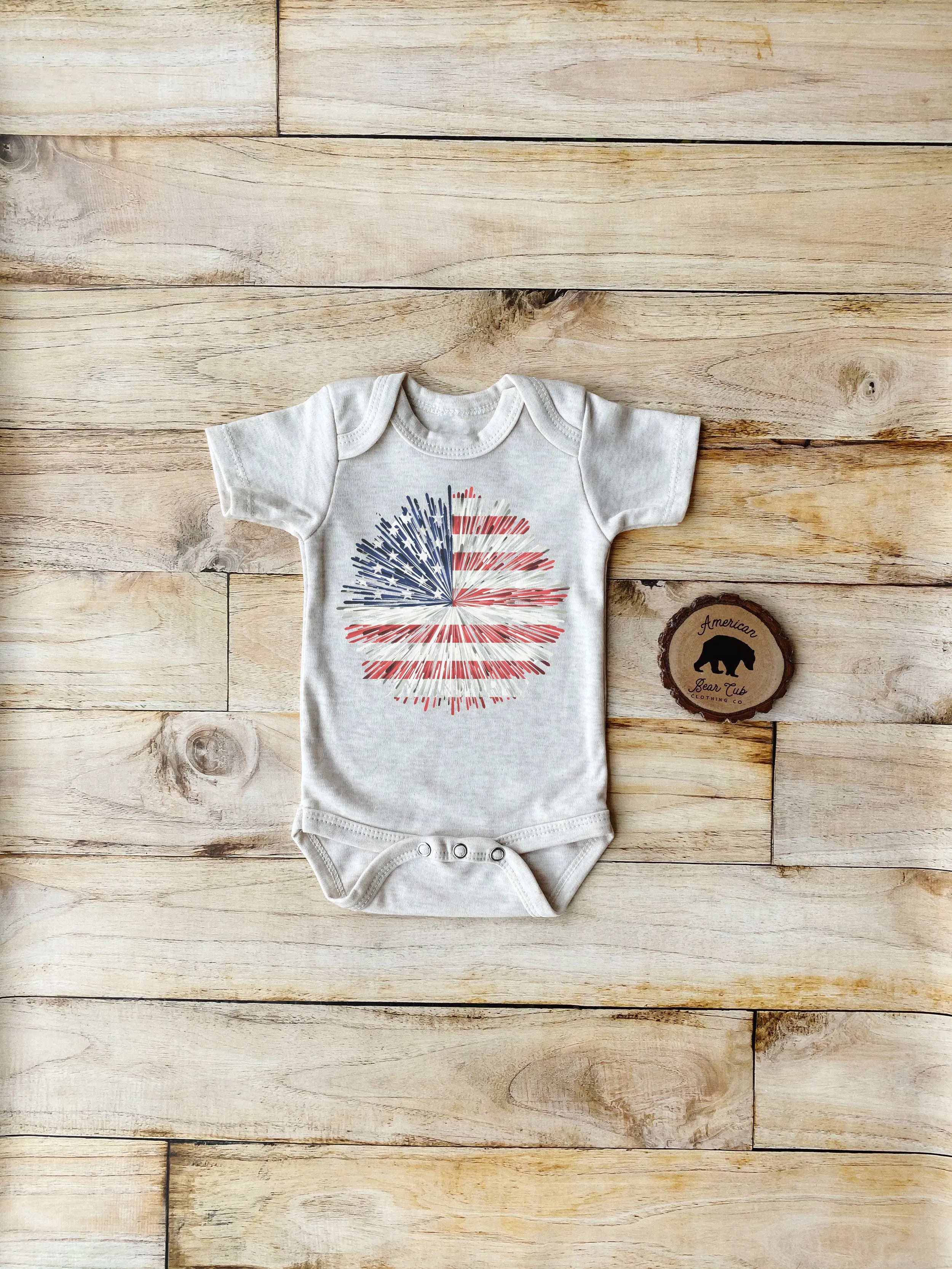 Fireworks Flag Bodysuits, Shirts & Raglans for Baby, Toddler & Youth