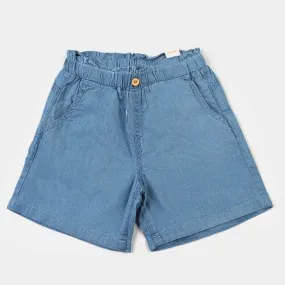 Girls Denim rigid Short Styling-Ice Blue