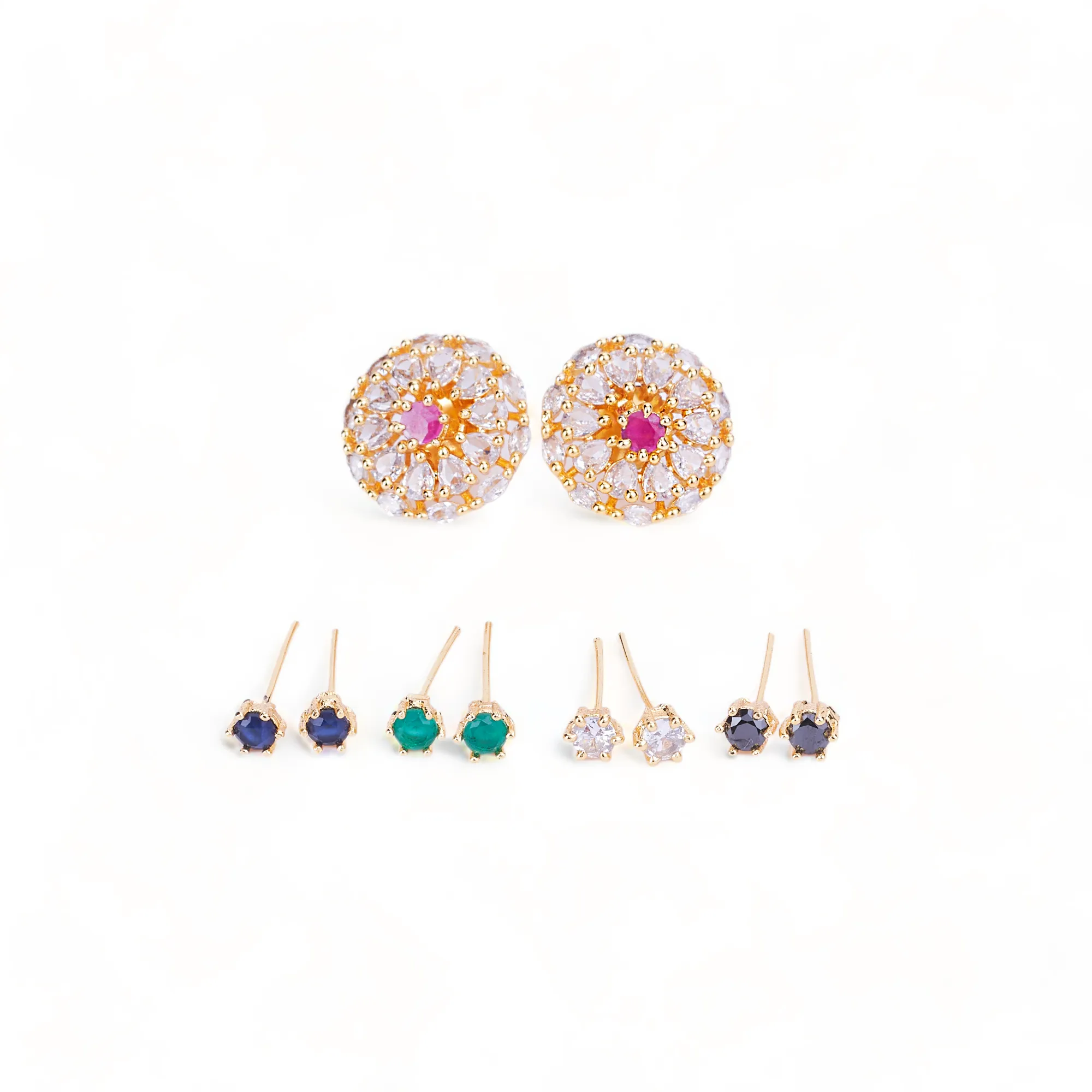 Gold Plated 5 Color Changeable Earrings