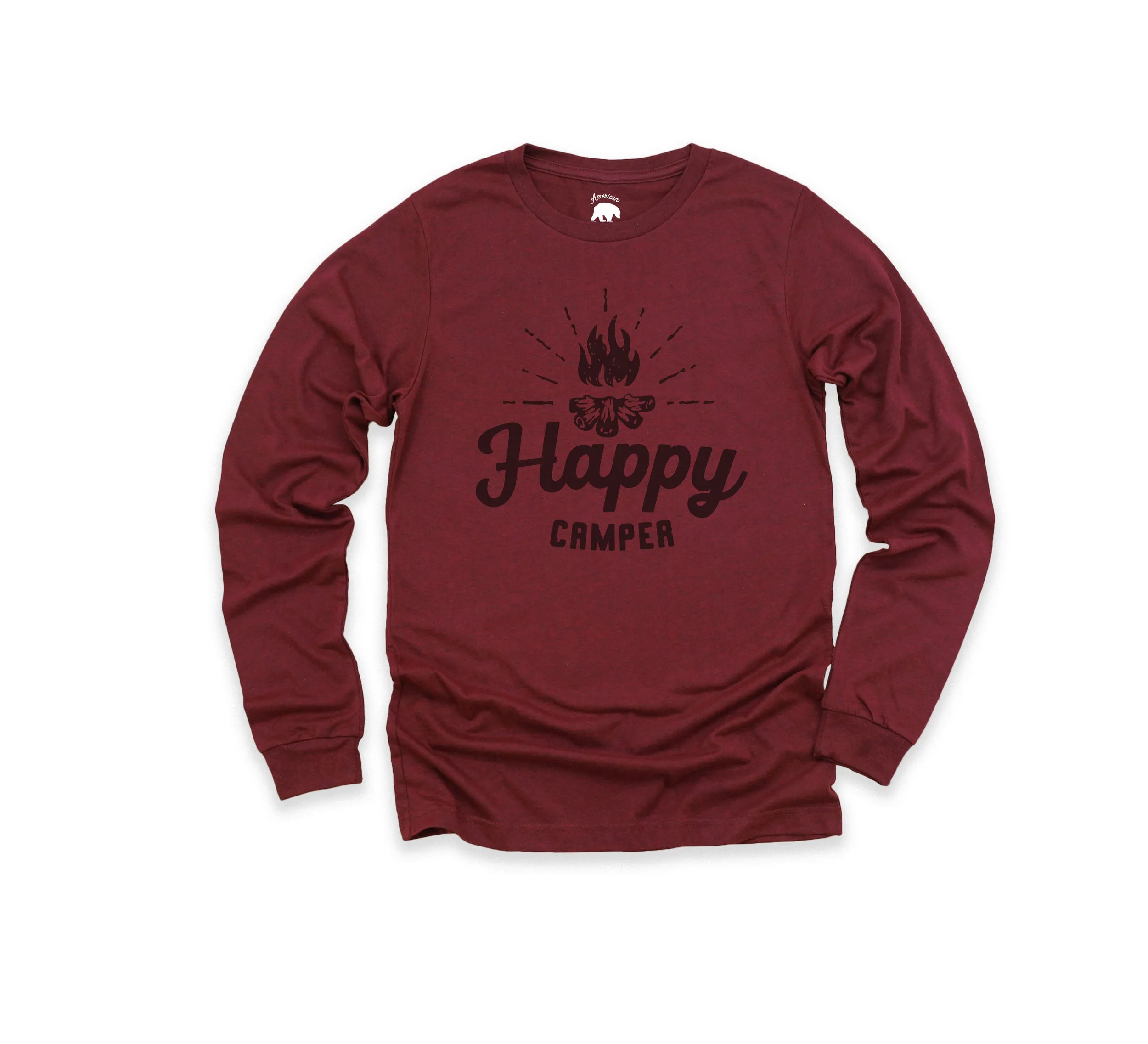 Happy Camper Campfire Adult Long Sleeve Shirts - one color artwork