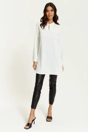 Hoxton Gal Oversized Long Sleeves Detailed Collar Tunic