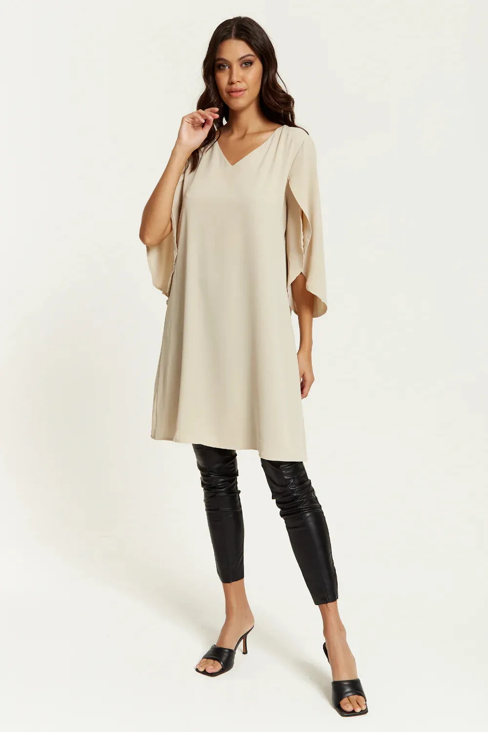 Hoxton Gal Oversized V Neck Tunic With Split Sleeves