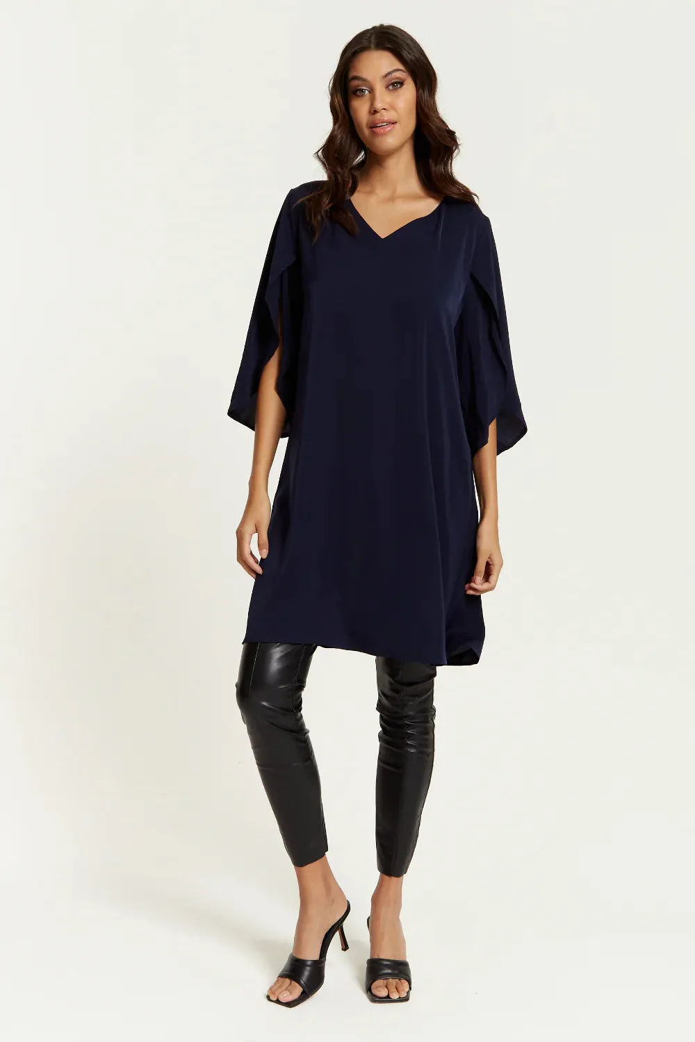 Hoxton Gal Oversized V Neck Tunic With Split Sleeves