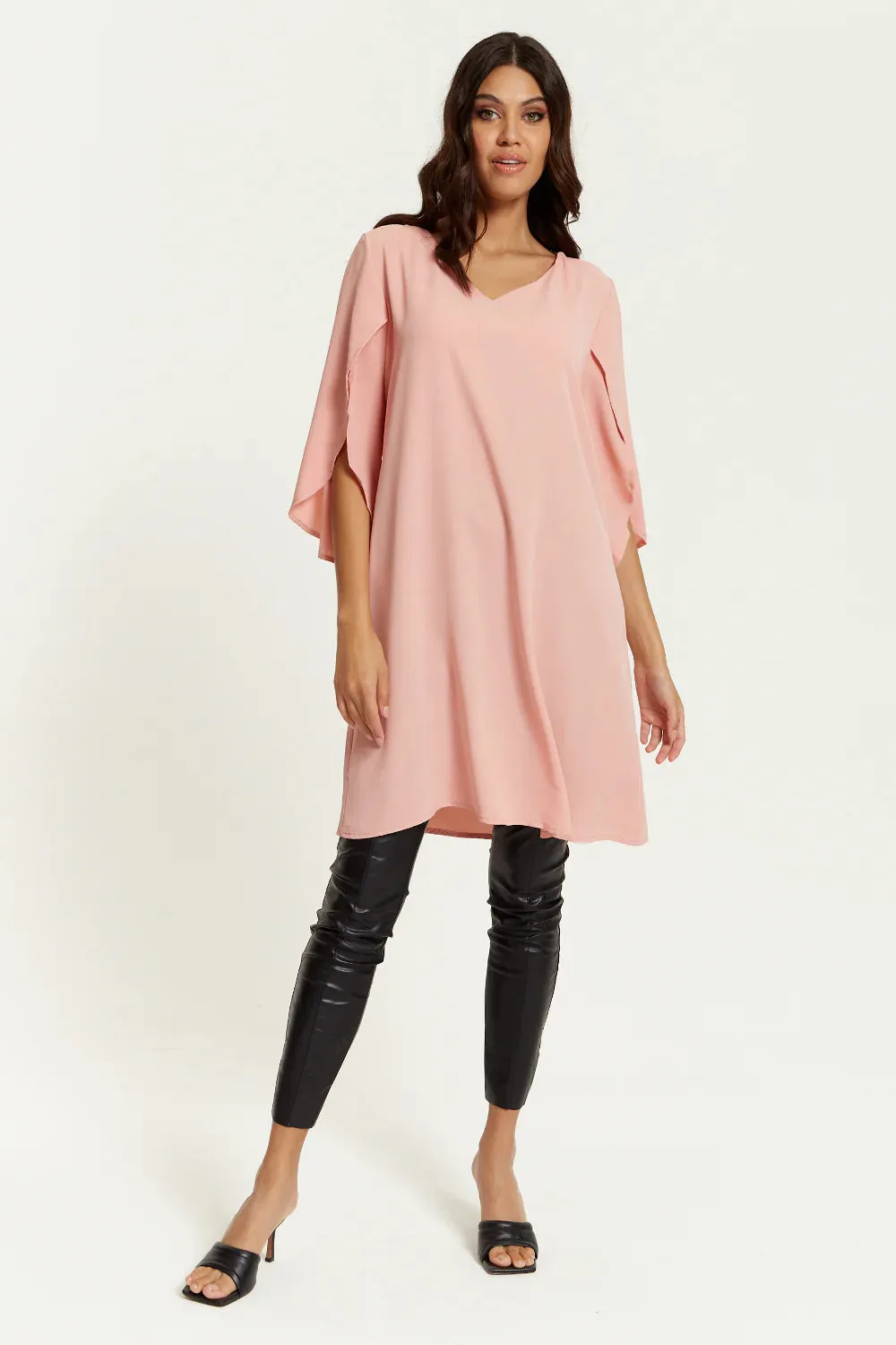 Hoxton Gal Oversized V Neck Tunic With Split Sleeves