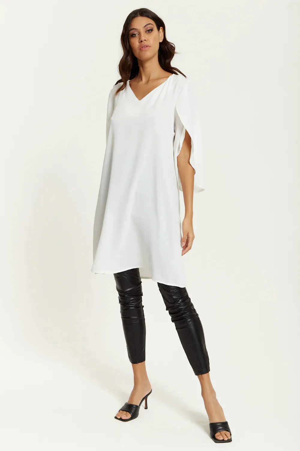 Hoxton Gal Oversized V Neck Tunic With Split Sleeves