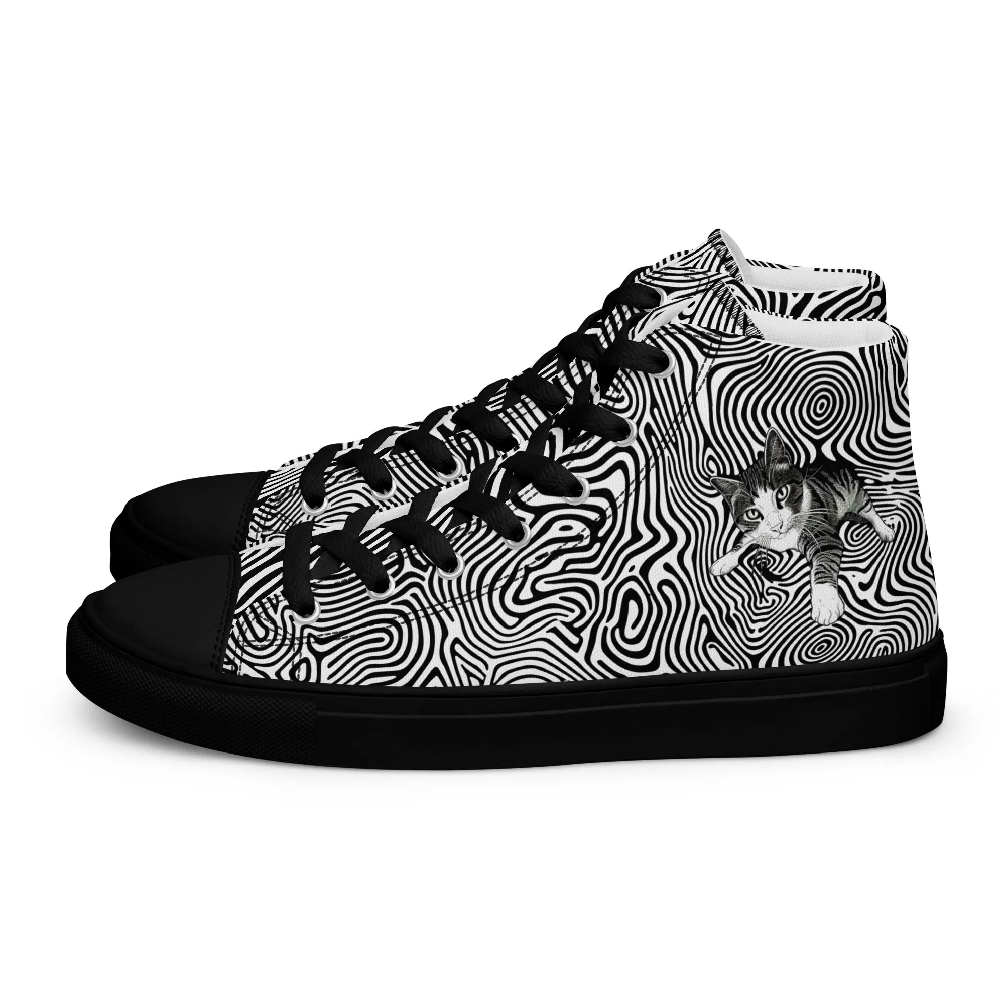 Illusionist Cat Men’s high top canvas shoes