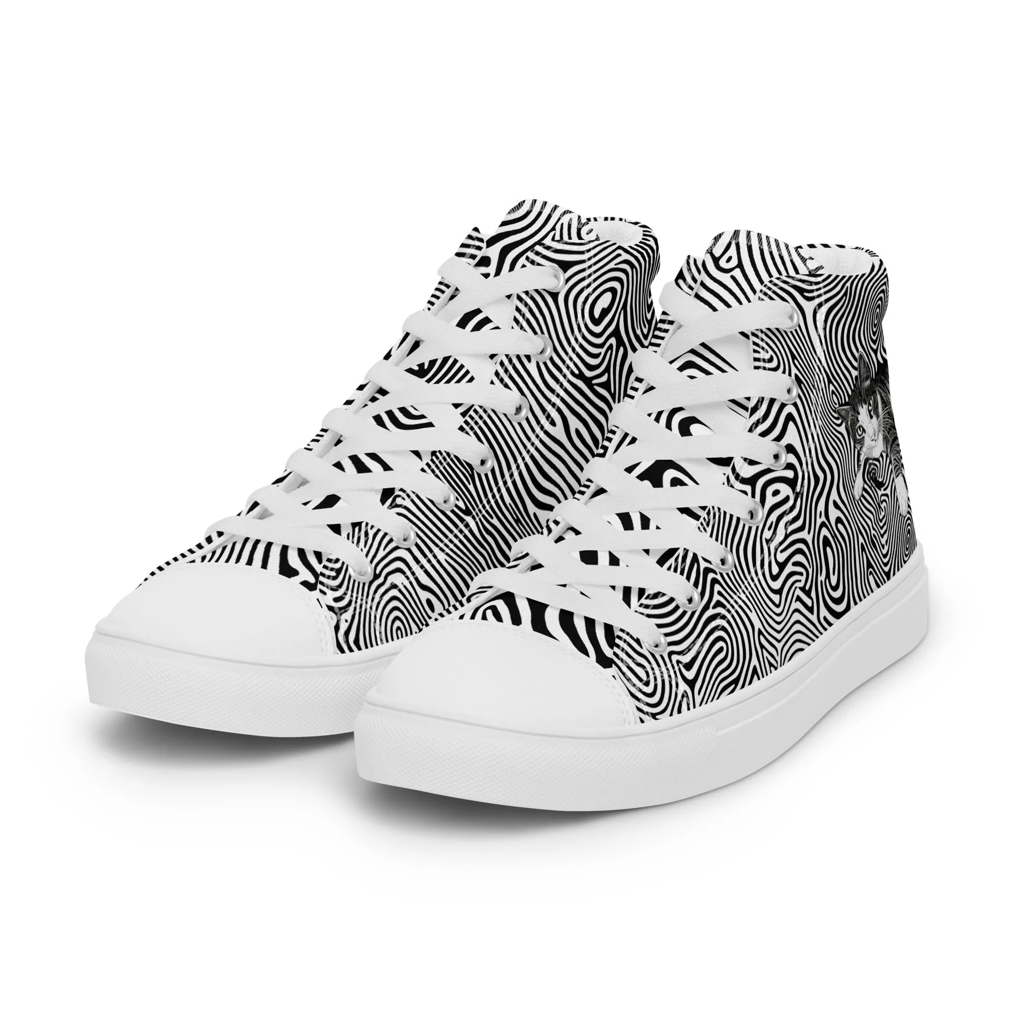 Illusionist Cat Men’s high top canvas shoes