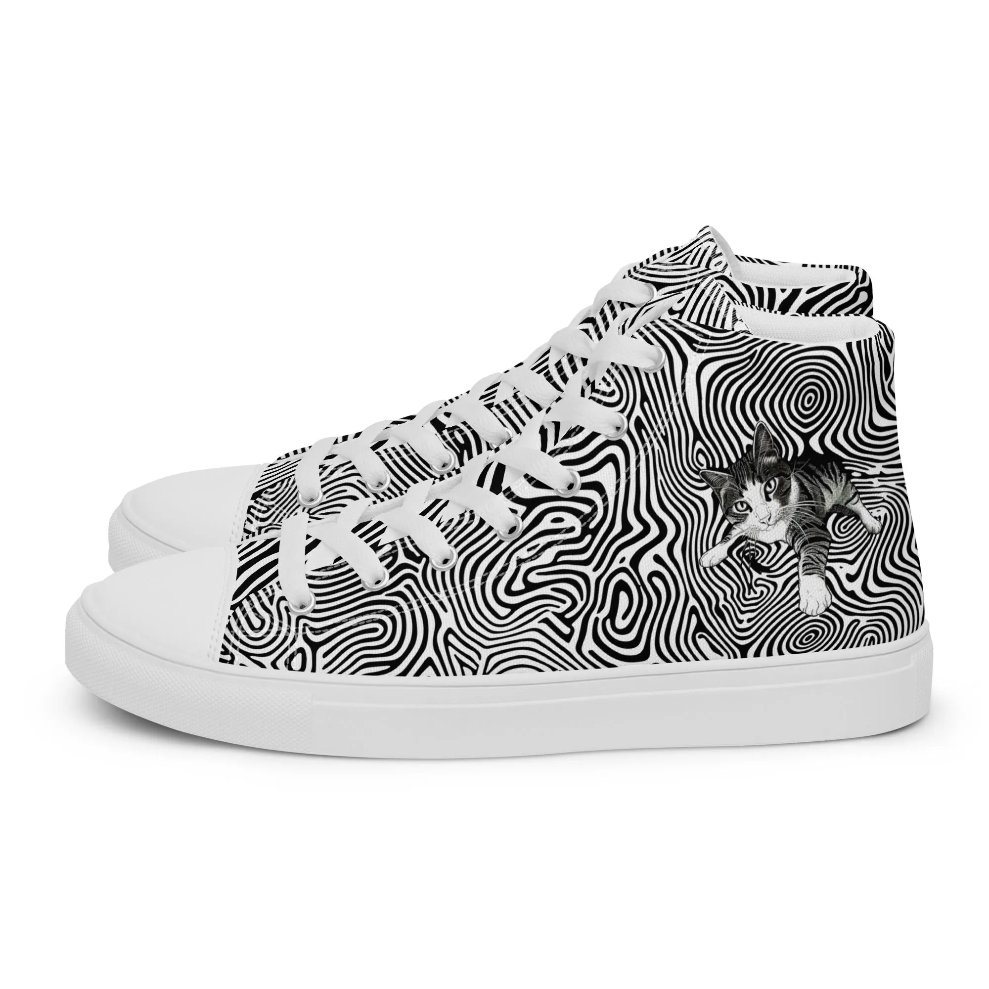 Illusionist Cat Men’s high top canvas shoes