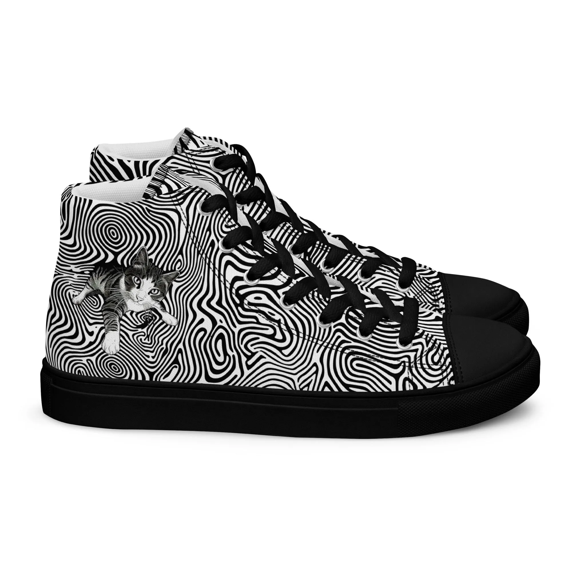 Illusionist Cat Men’s high top canvas shoes