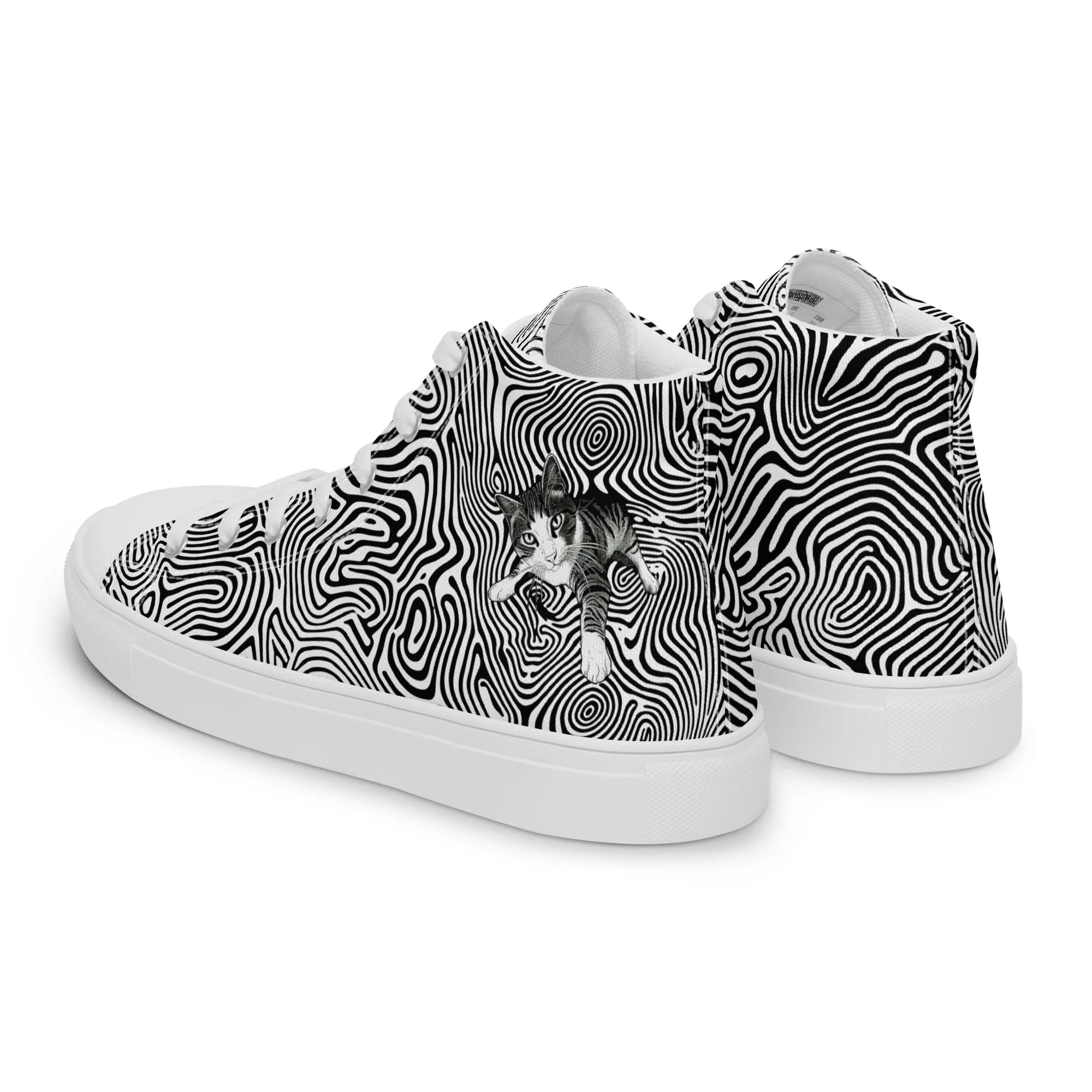 Illusionist Cat Men’s high top canvas shoes