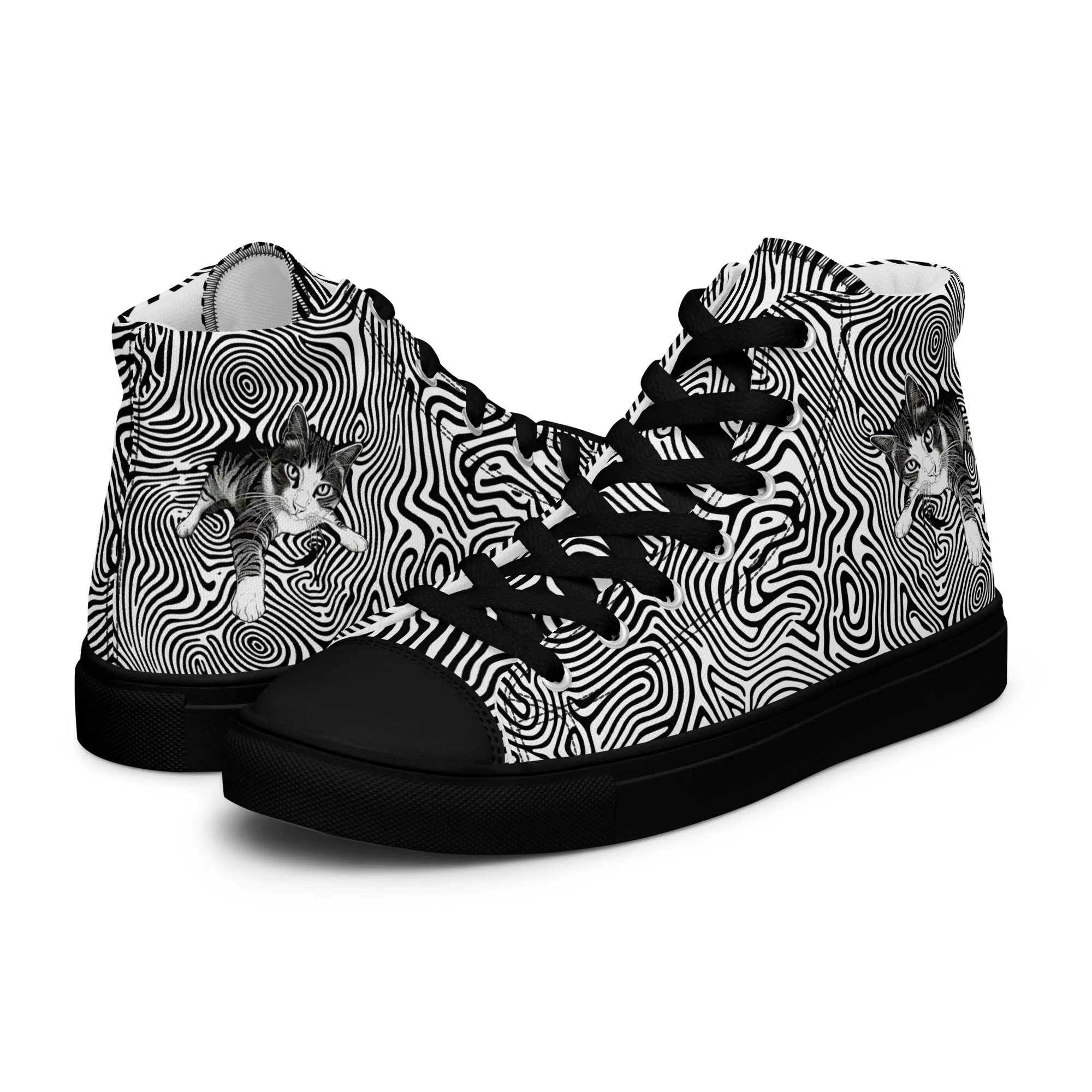 Illusionist Cat Men’s high top canvas shoes