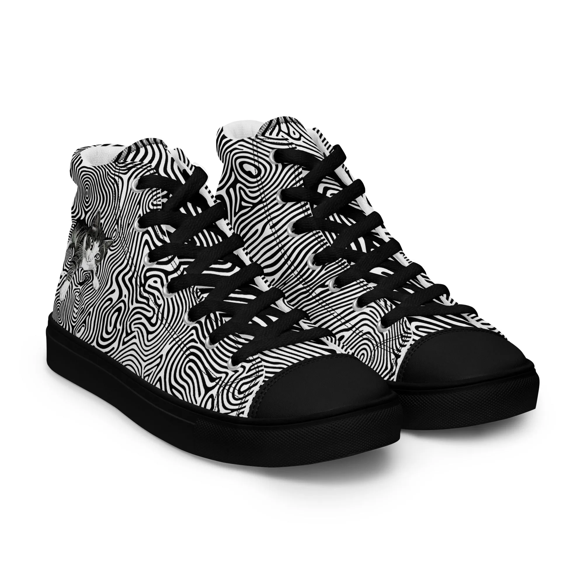 Illusionist Cat Men’s high top canvas shoes