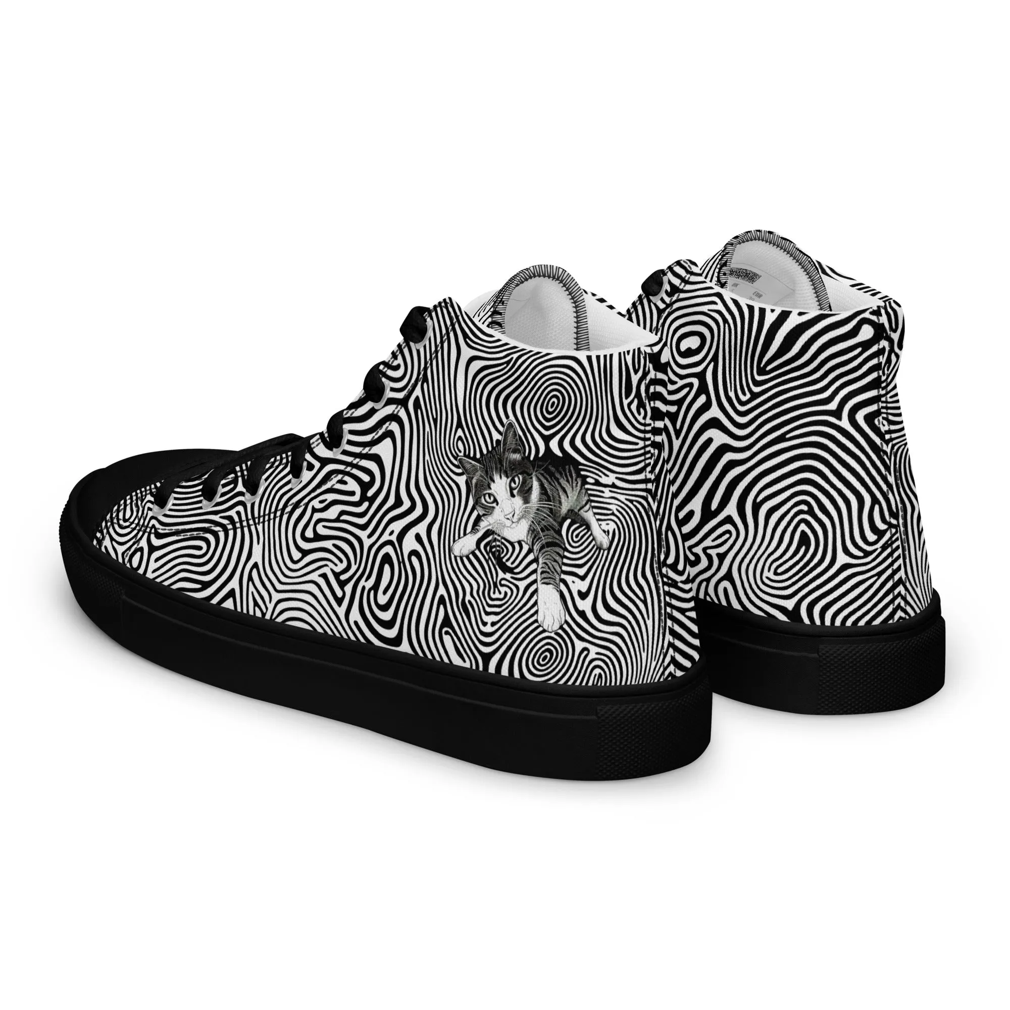 Illusionist Cat Men’s high top canvas shoes