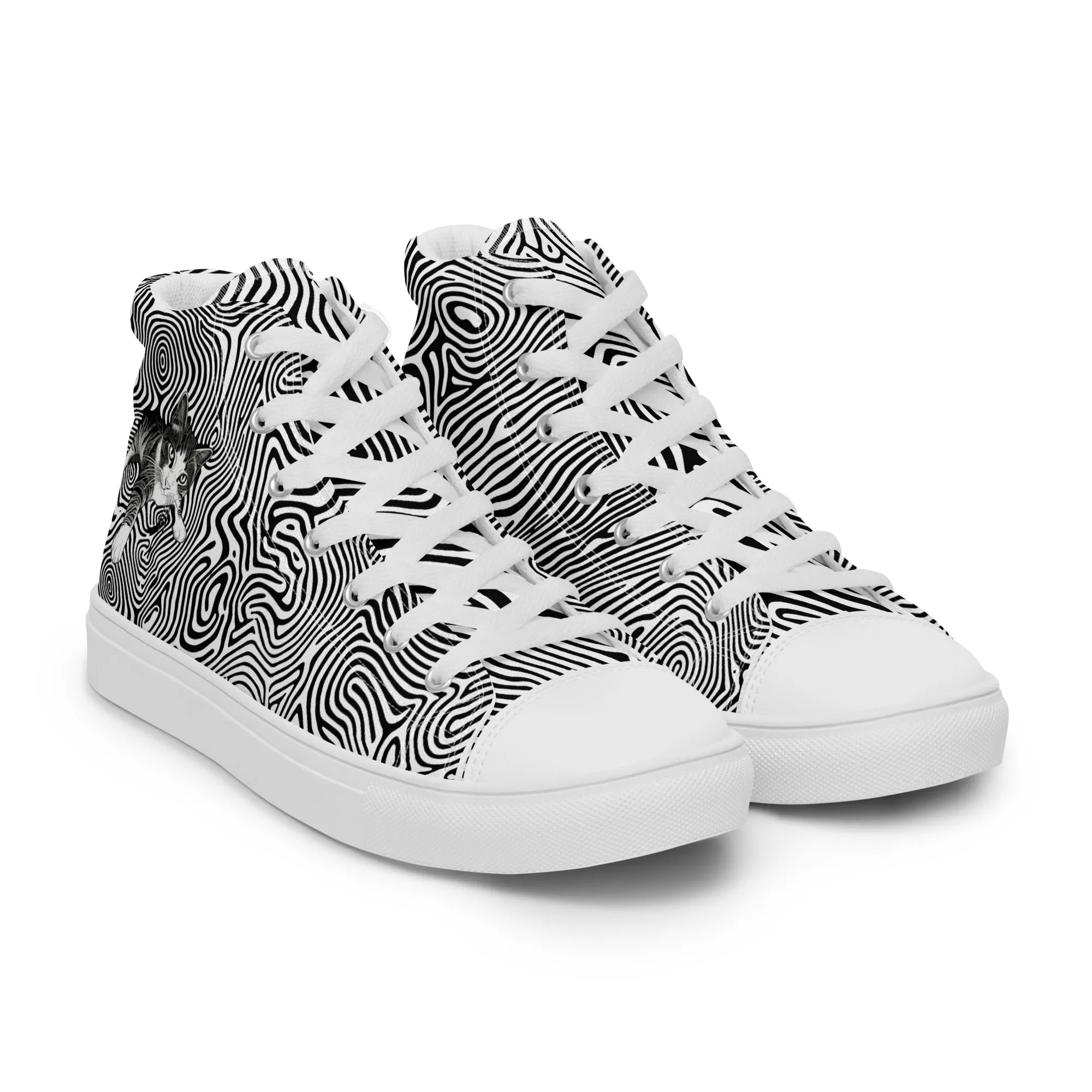 Illusionist Cat Men’s high top canvas shoes