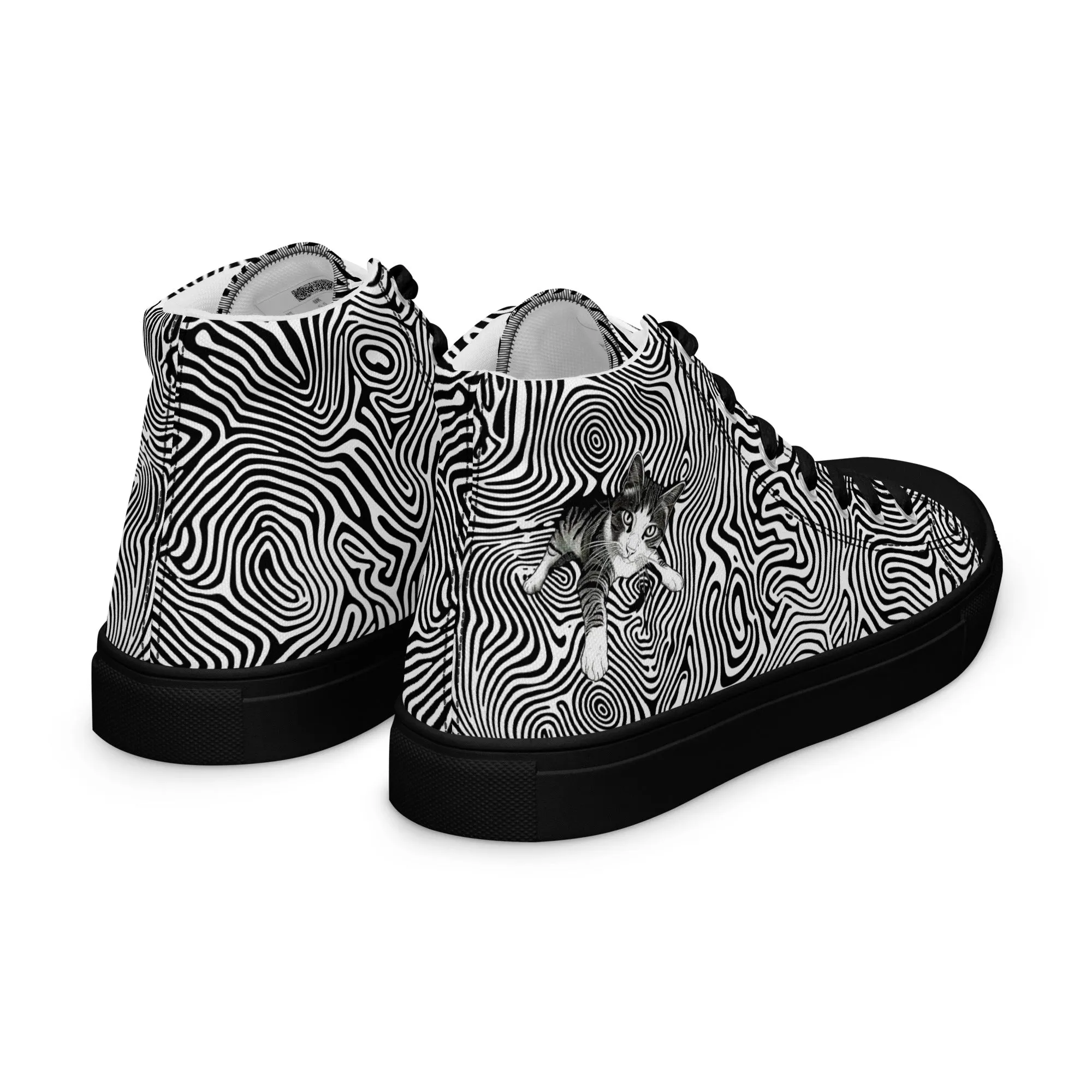 Illusionist Cat Men’s high top canvas shoes