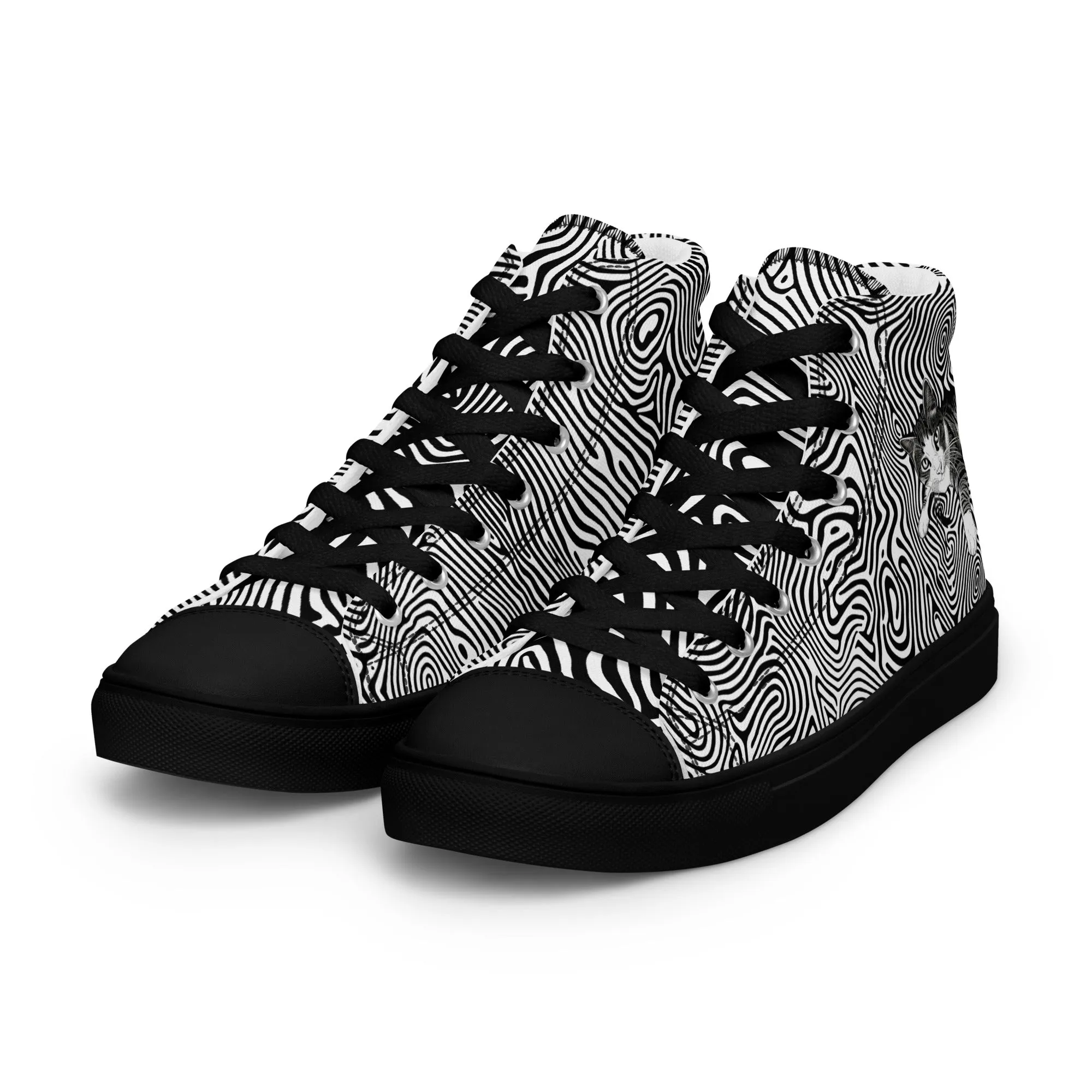 Illusionist Cat Men’s high top canvas shoes