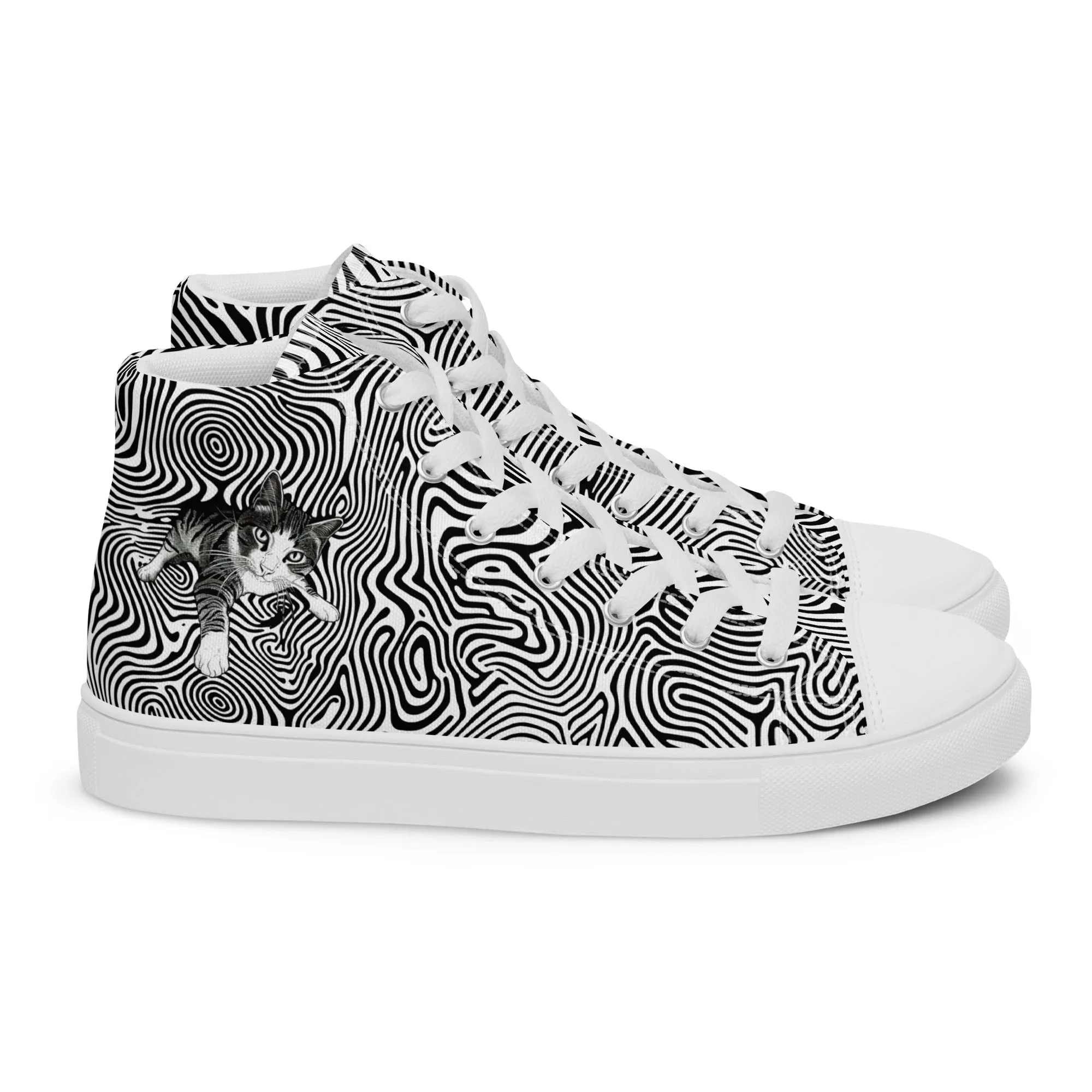 Illusionist Cat Men’s high top canvas shoes